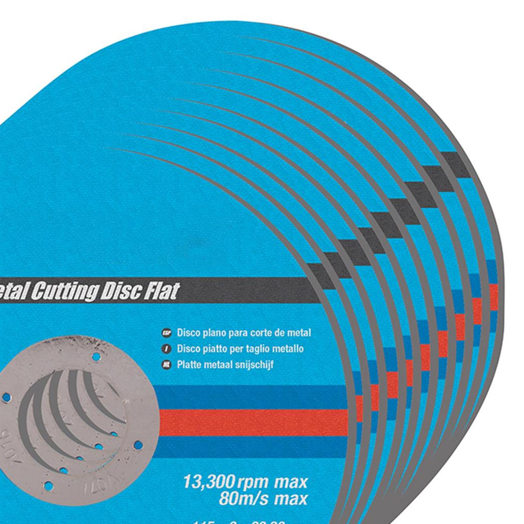 Metal Cutting Discs, Flat, Angle Grinder, 115mm X 3mm, Steel, Grinding 10Pk