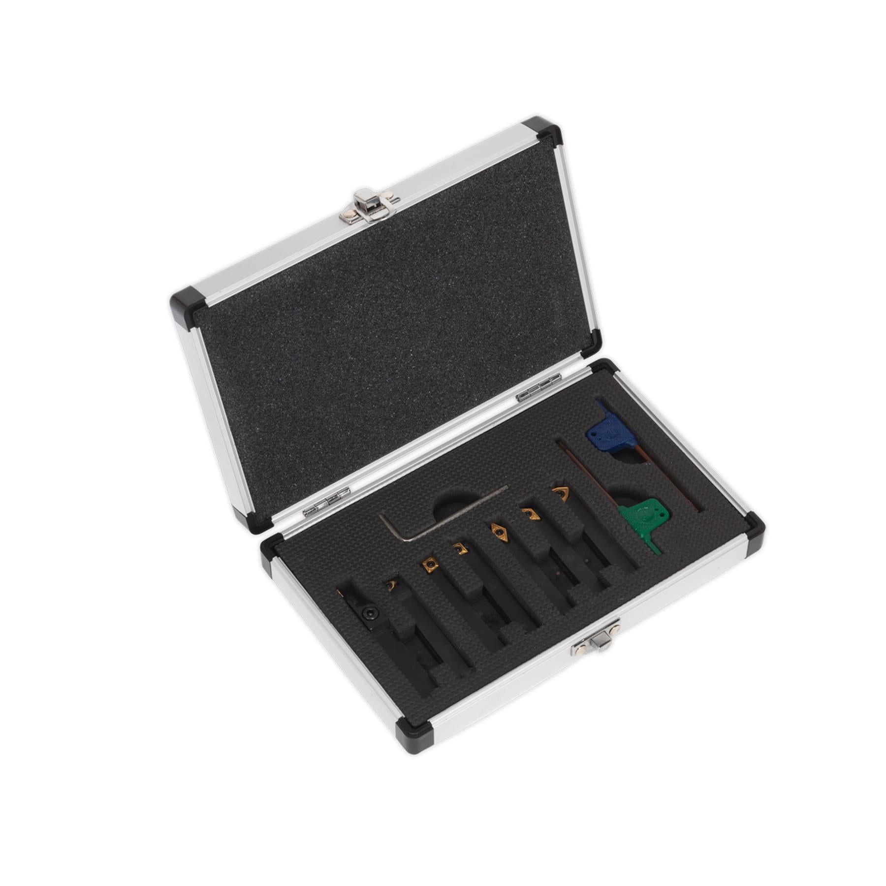 Sealey Indexable 8mm Lathe Turning Tool Set 7pc Profiling Parting Storage Box