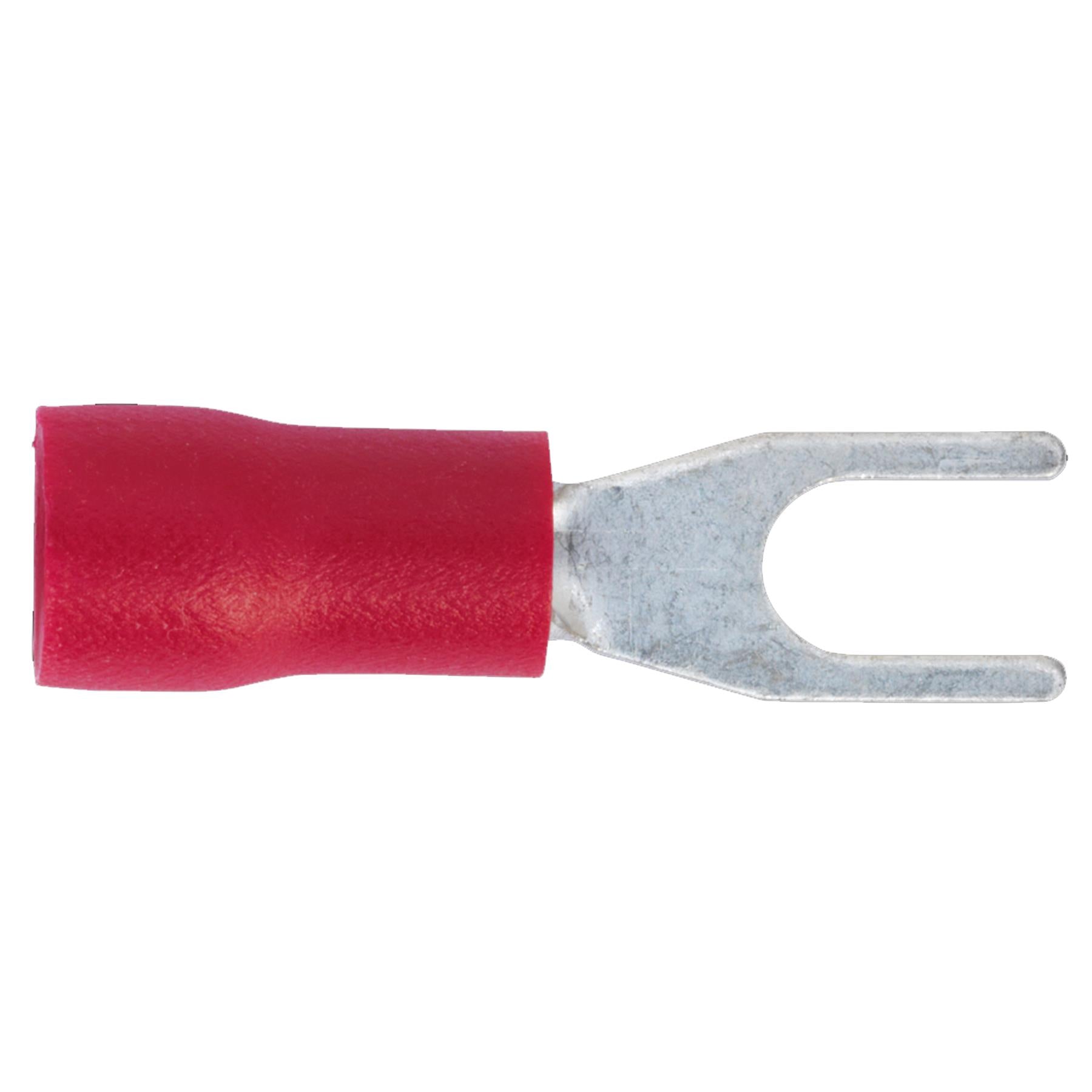 Sealey Easy-Entry Fork Terminal �3.7mm (4BA) Red Pack of 100