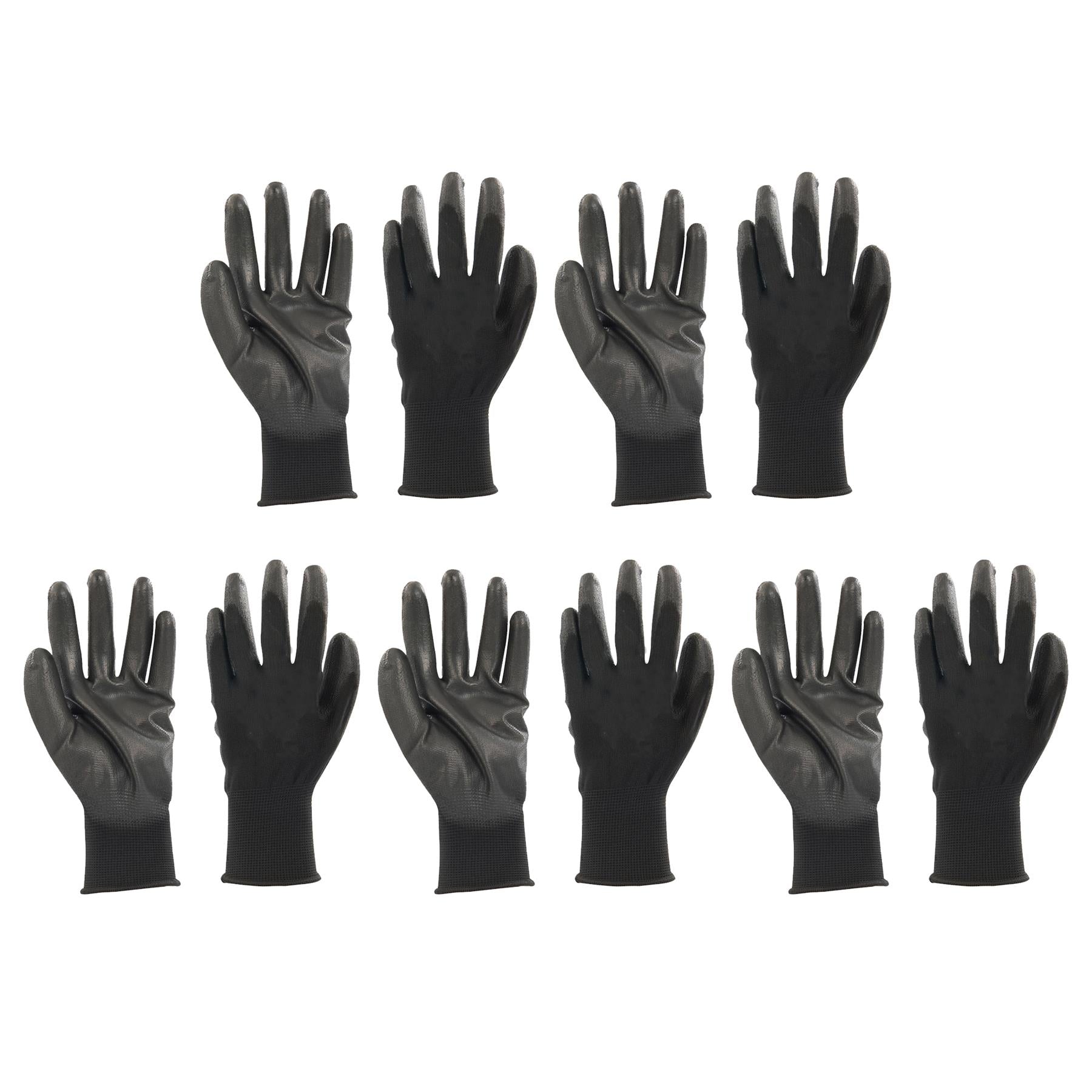 20x PU Palm Coated Work Wear Gardening Black Safety Gloves M 9