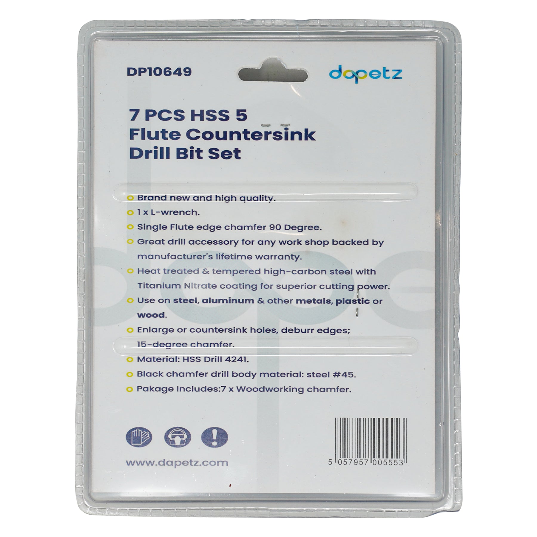 7PCS HSS 5 Flute Countersink