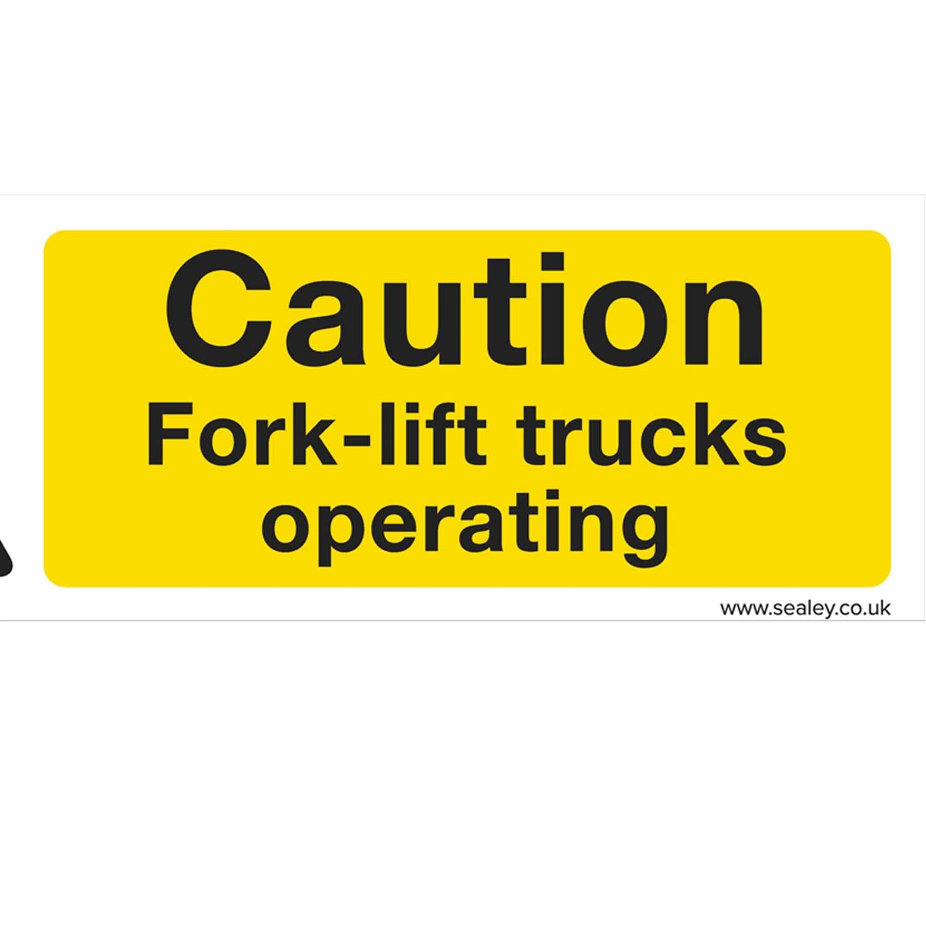 Sealey Safety Sign - Caution Fork-Lift Trucks - Plastic - Pk of 10