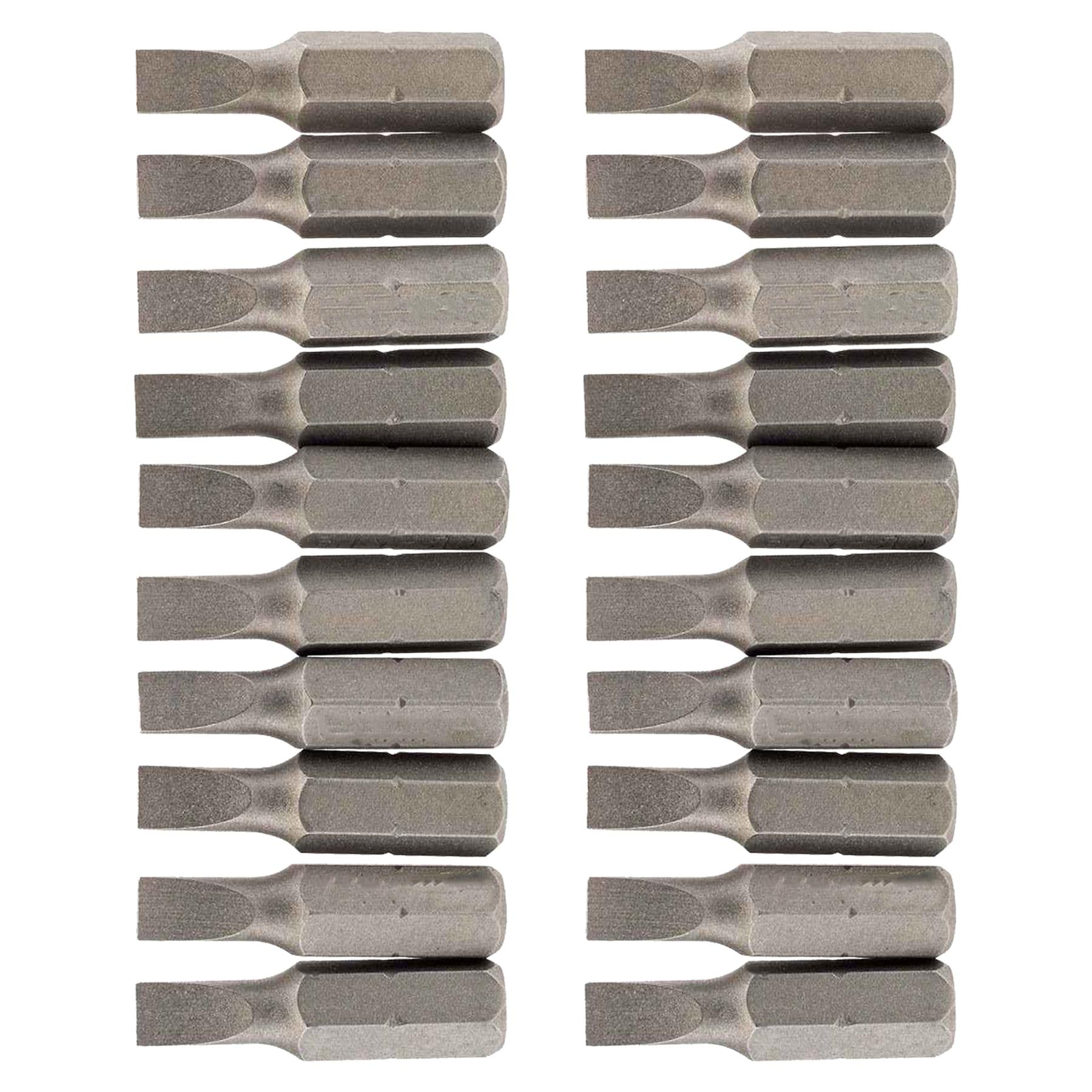 Slotted Screwdriver Bits 6mm CRV Chrome Vanadium Steel 1/4" Hex Drive 20Pcs