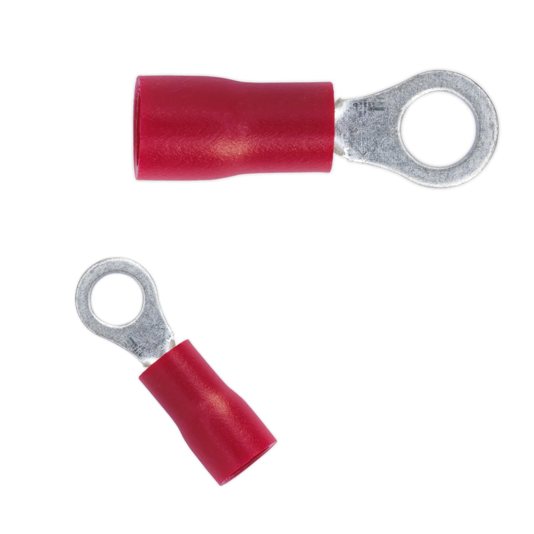 Sealey Easy-Entry Ring Terminal Ø4.3mm (4BA) Red Pack of 100