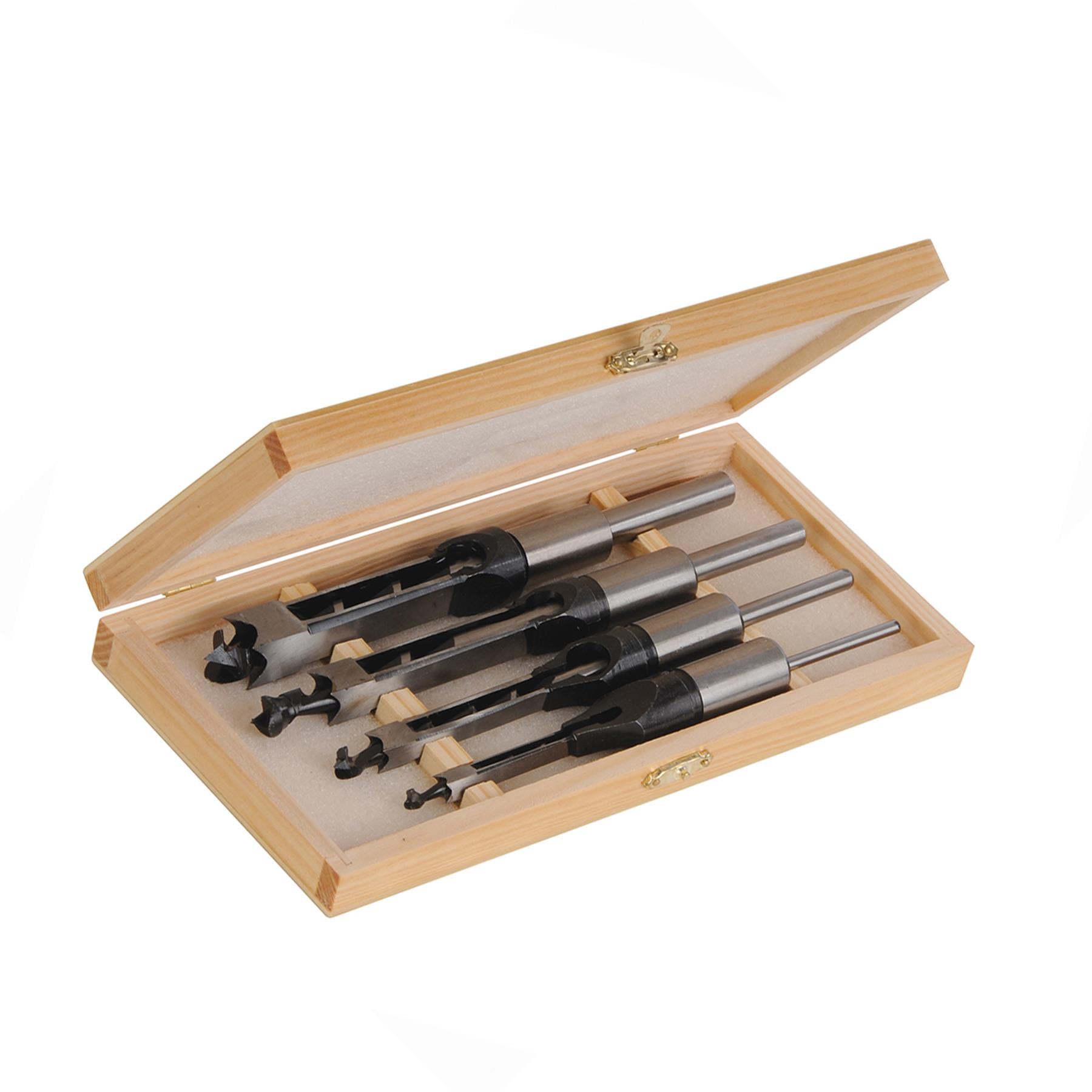 4 Pc Mortising Chisel Set Square Auger Morticer Bits Mortice Tools DIY