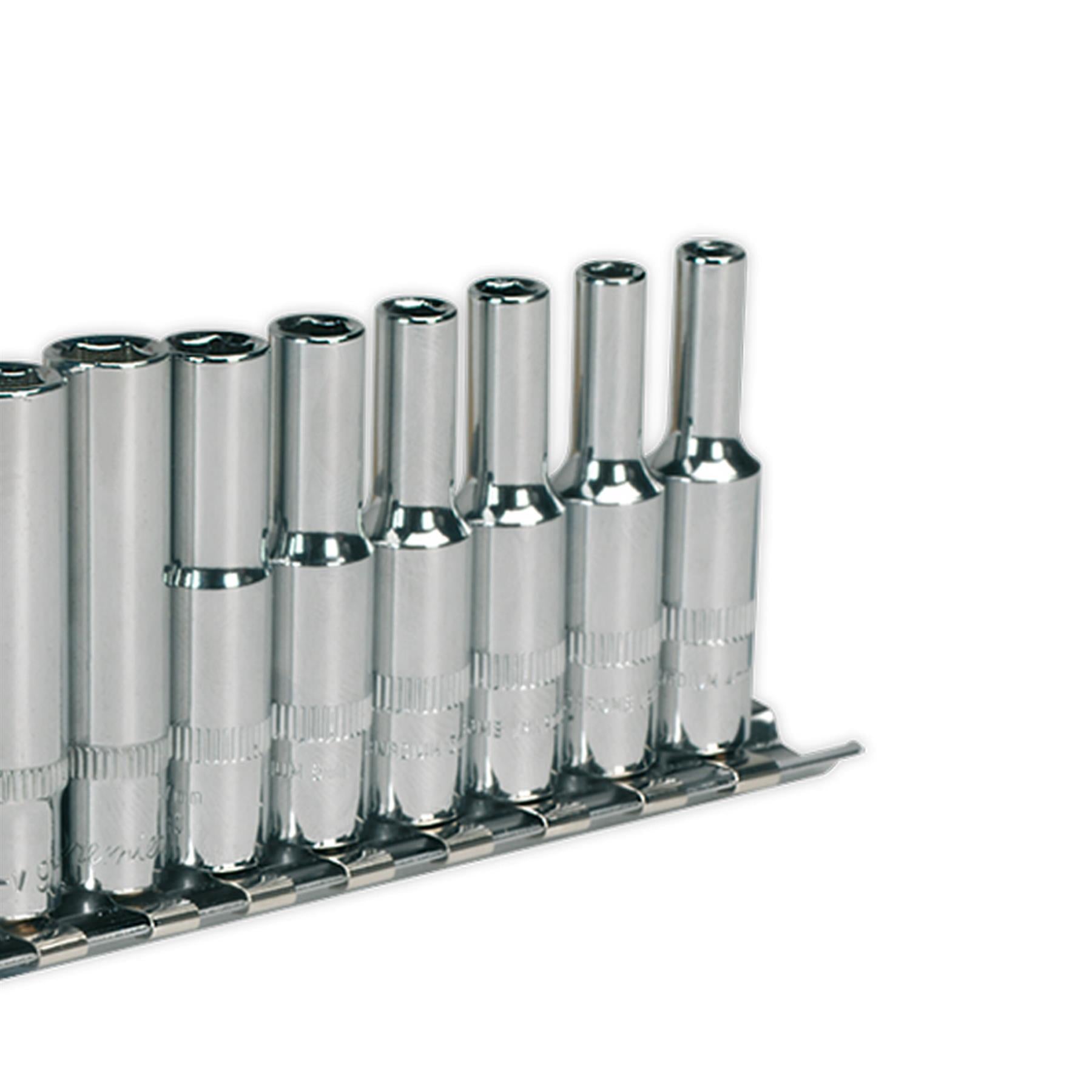 Sealey Socket Set 13pc 1/4"Sq Drive Deep WallDrive Metric