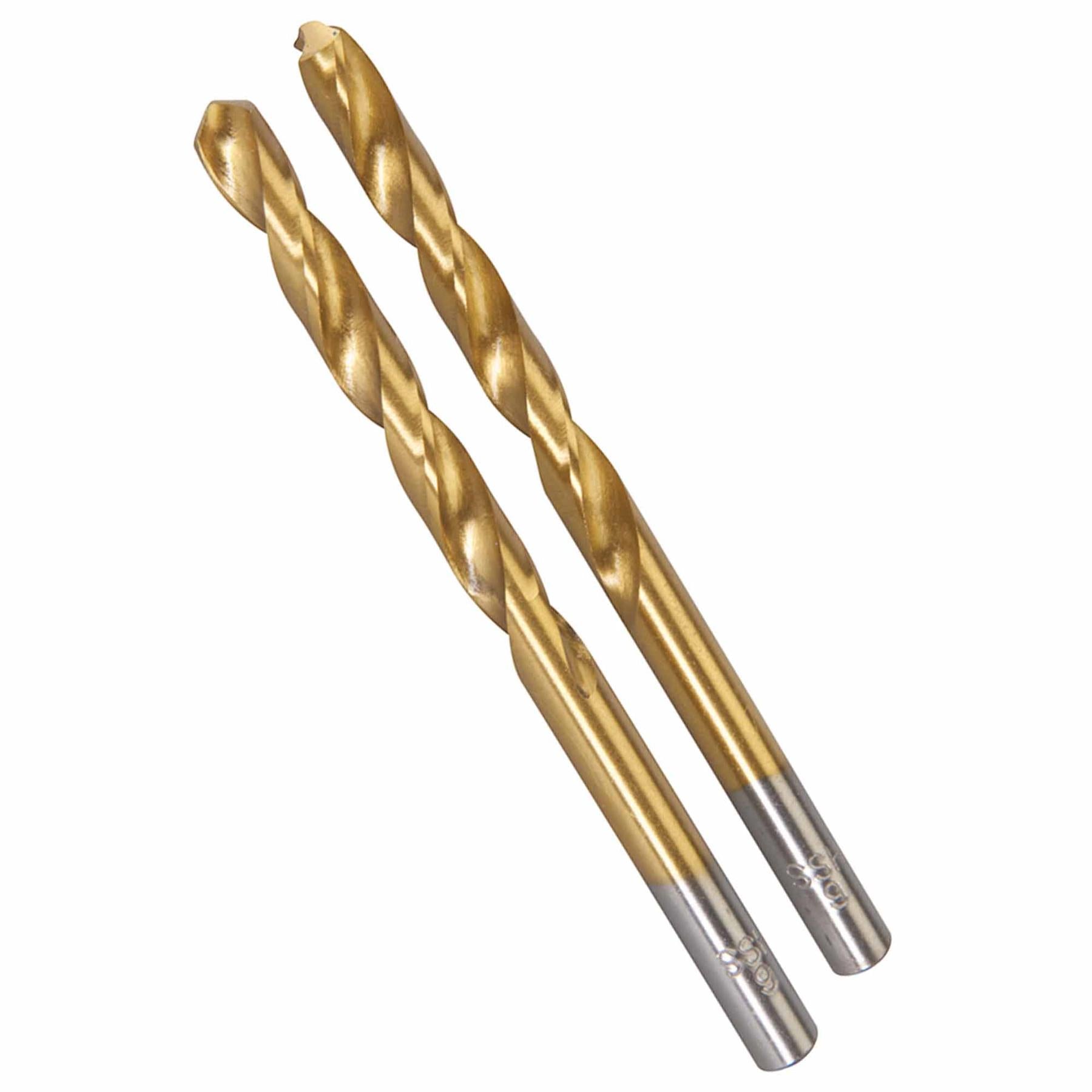 2Pk Hss Titanium-Coated Drill Bits 6.0mm Durable High Speed Metal Wood Plastic
