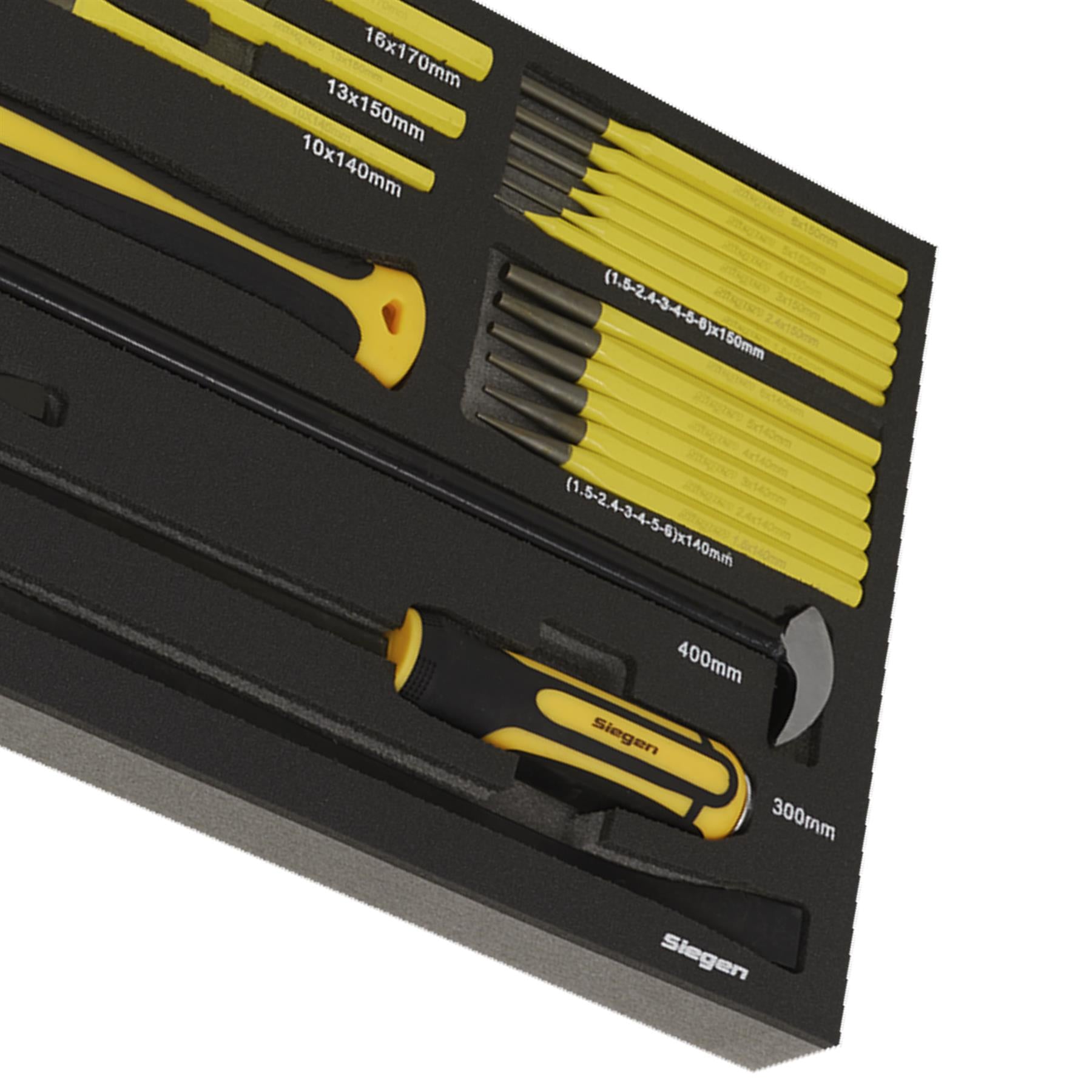 Sealey Tool Tray with Pry Bar, Hammer & Punch Set 23pc