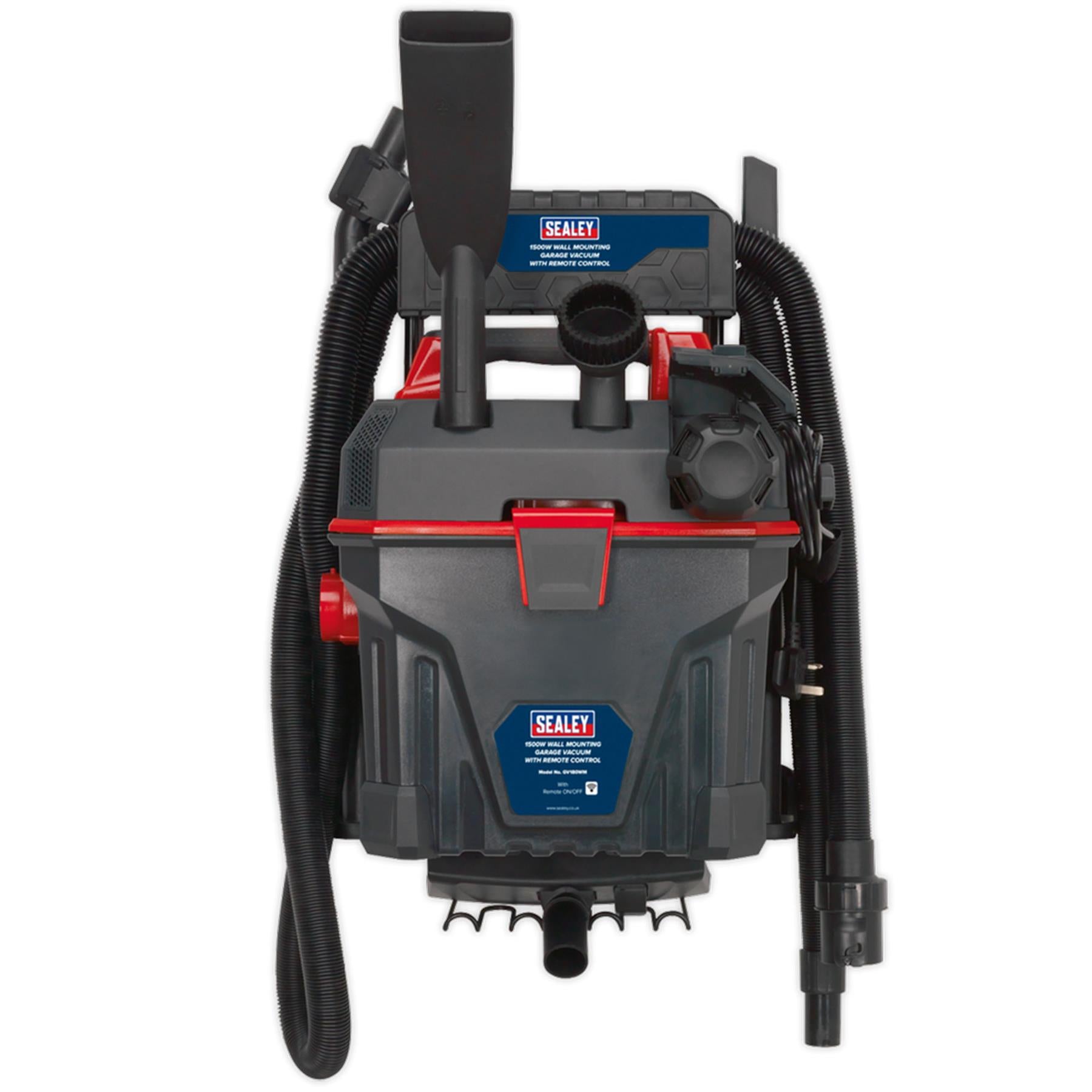 Sealey Garage Vacuum 1500W with Remote Control - Wall Mounting