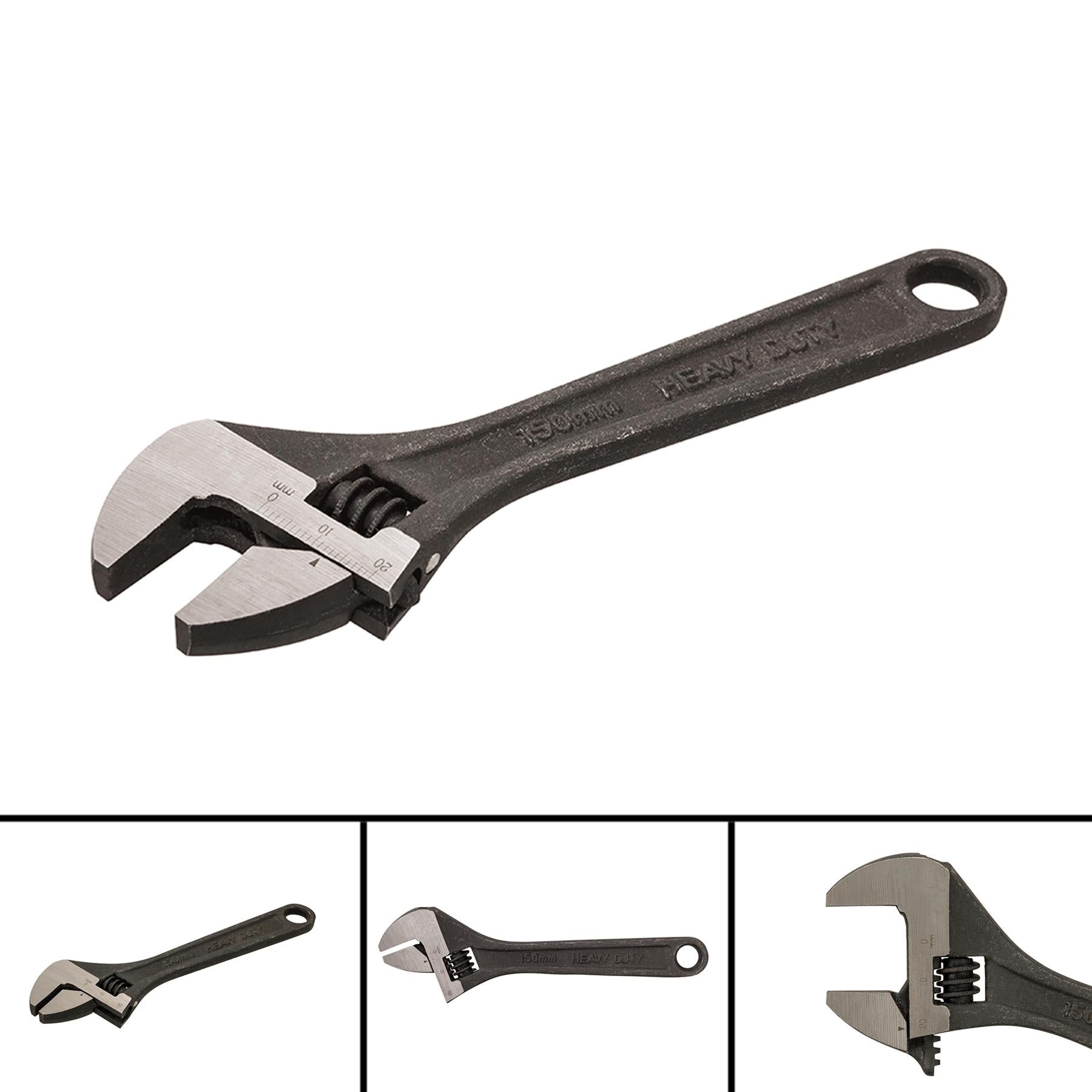 Expert Adjustable Wrench 150mm Length - Jaw 17mm Laser-Marked Graduations