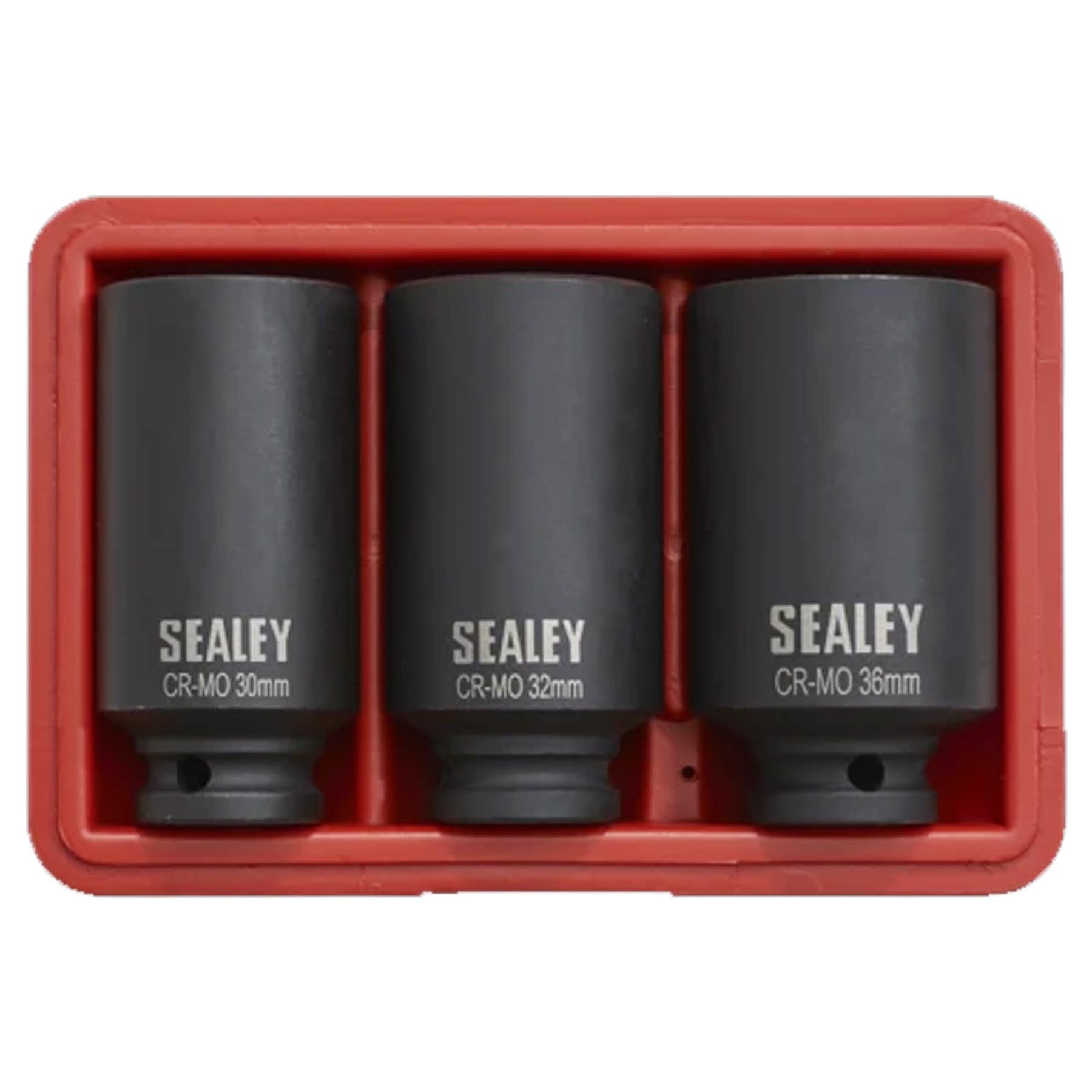 Sealey Impact Hub Nut Socket Set 3pc 12-Point 1/2"Sq Drive