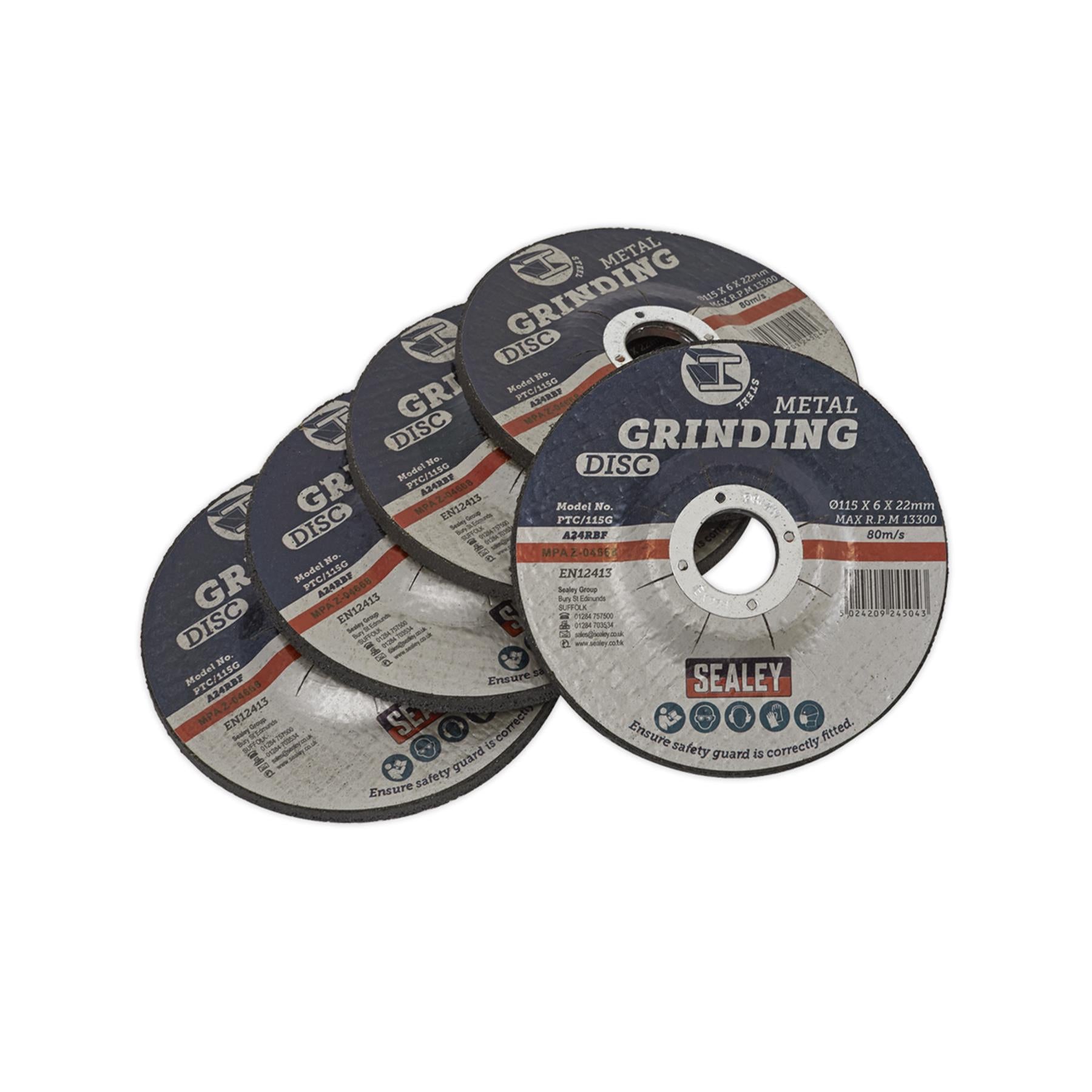 Sealey Grinding Disc 115 x 6mm 22mm Bore - Pack of 5