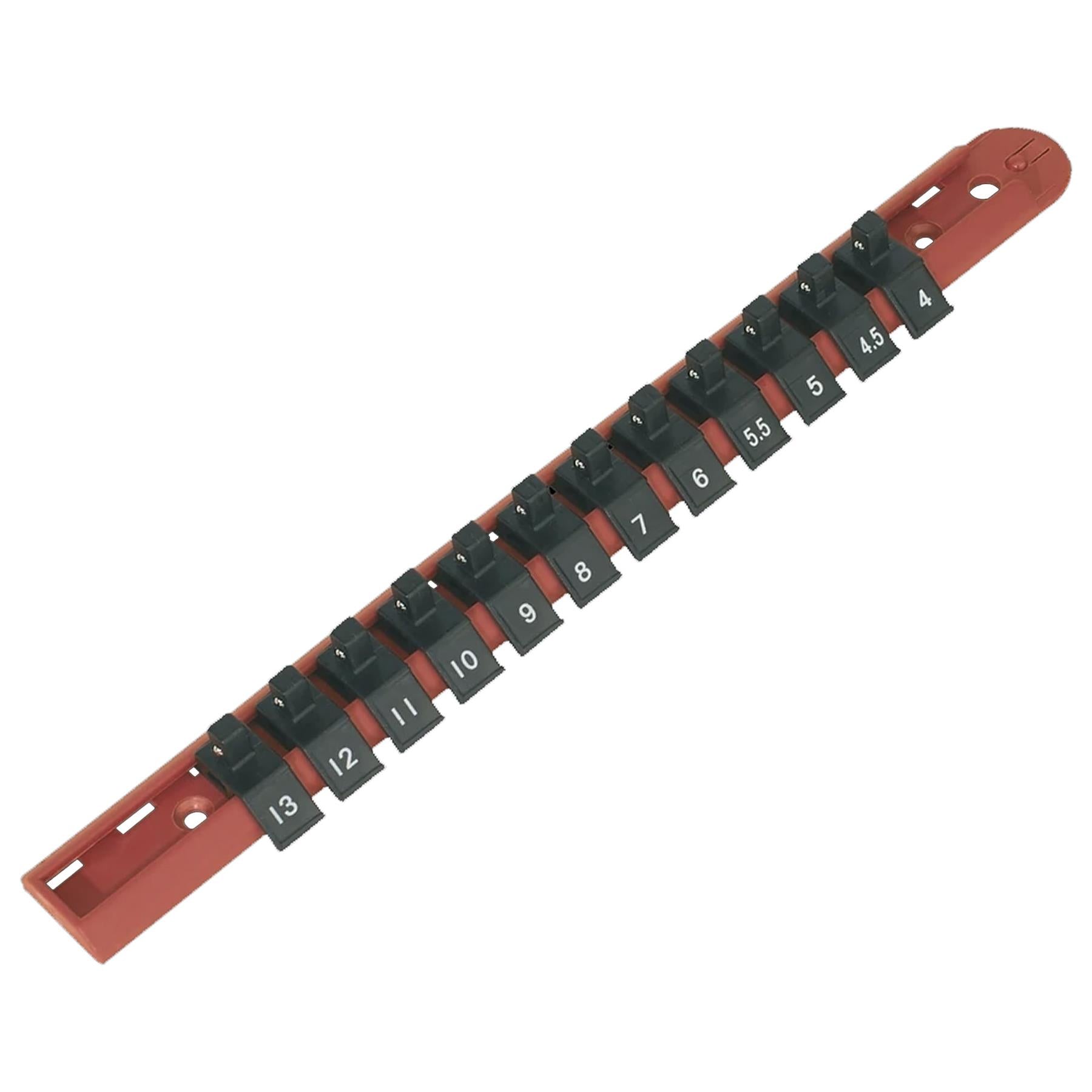 Sealey Socket Retaining Rail with 12 Clips 1/4"Sq Drive