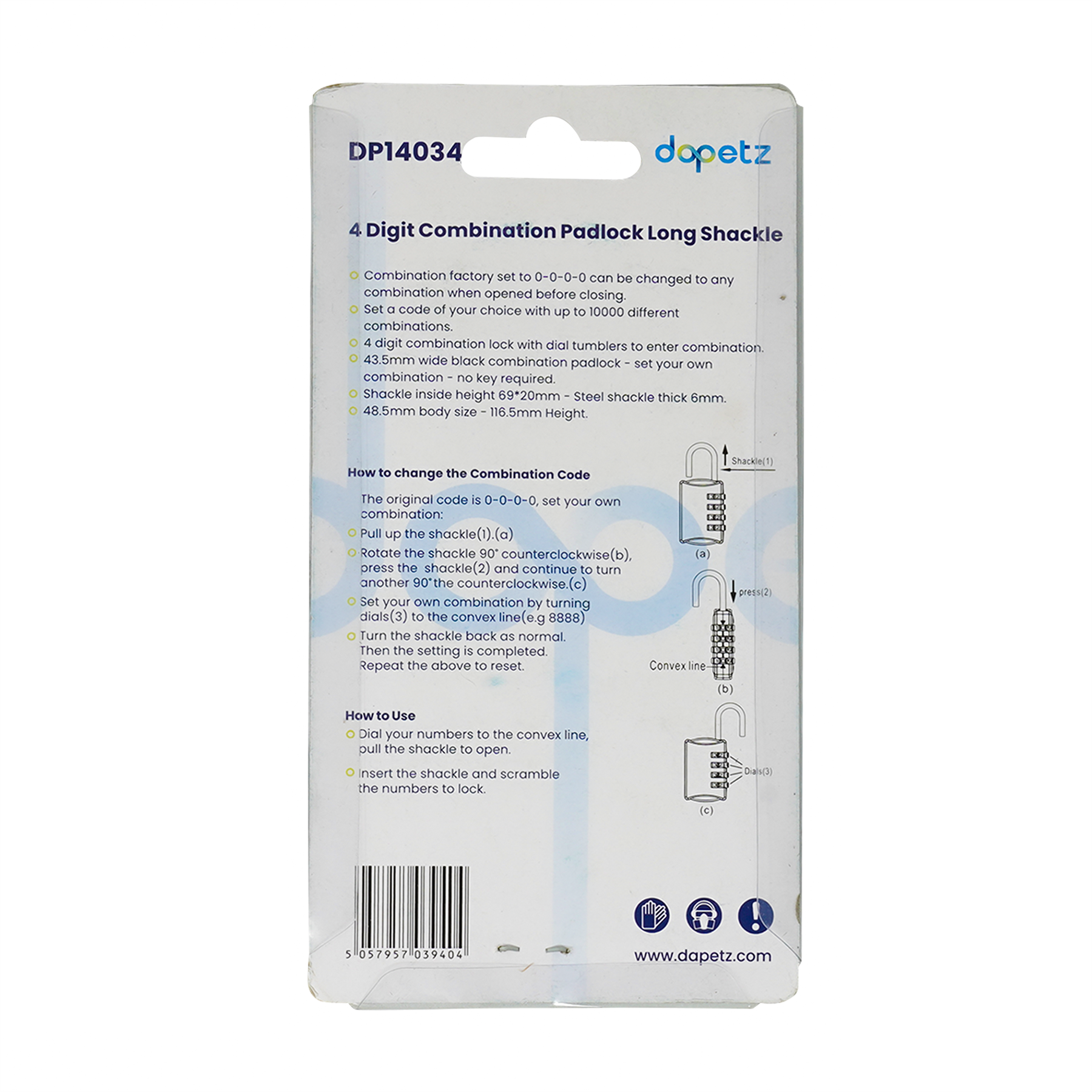 4 Digit Combination Padlock Long Shackle