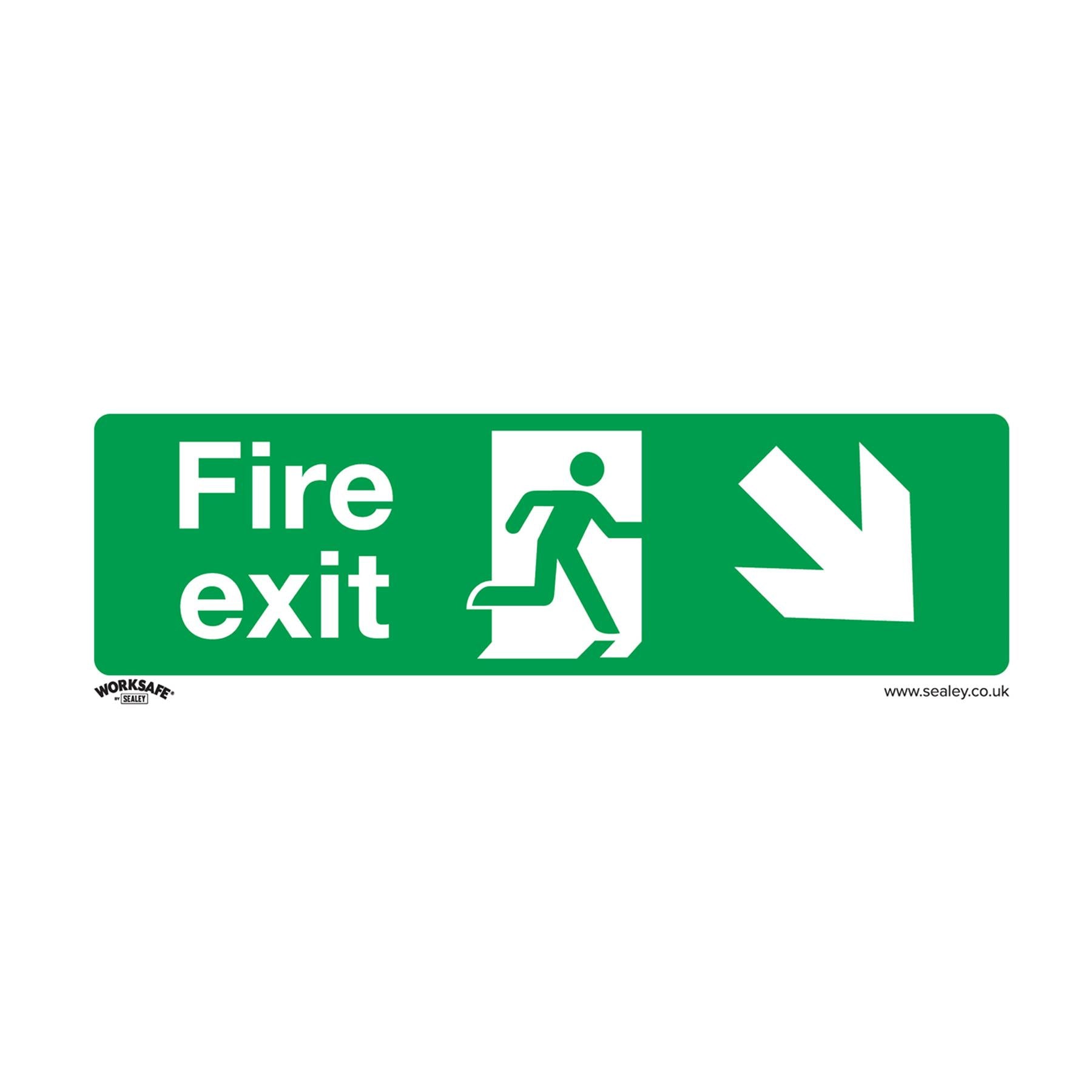 Sealey Safety Sign - Fire Exit (Down Right) - Self-Adh. - Pk of 10