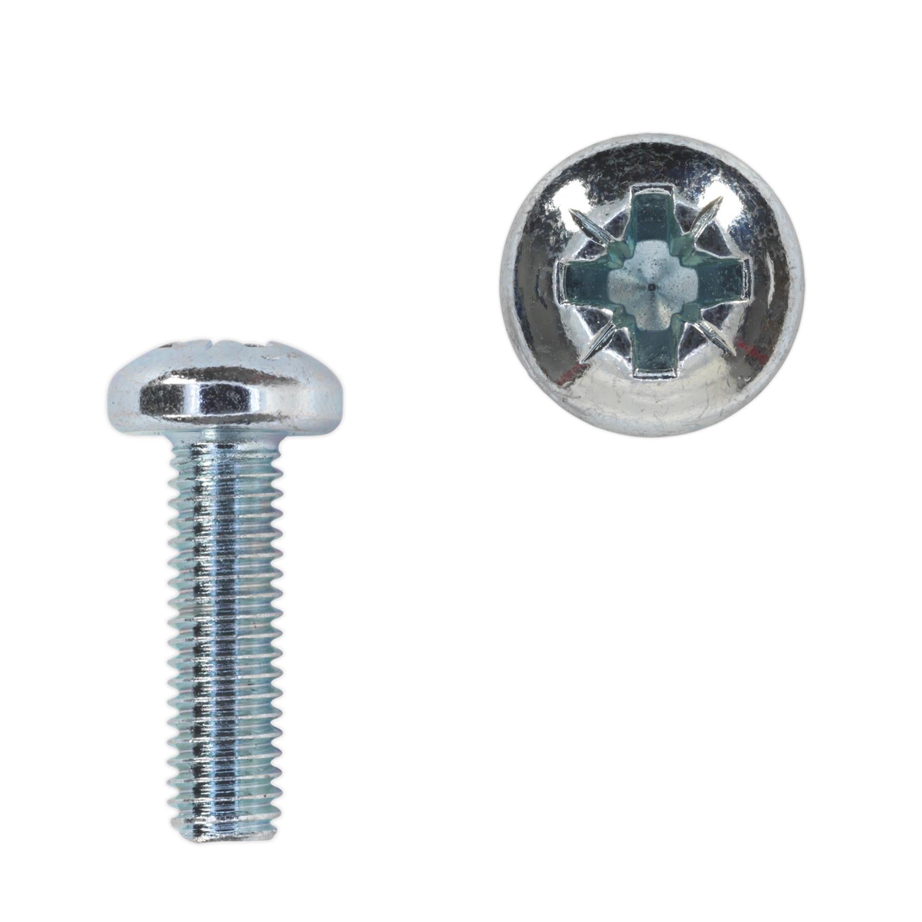 Sealey Machine Screw M6 x 20mm Pan Head Pozi Zinc Pack of 50