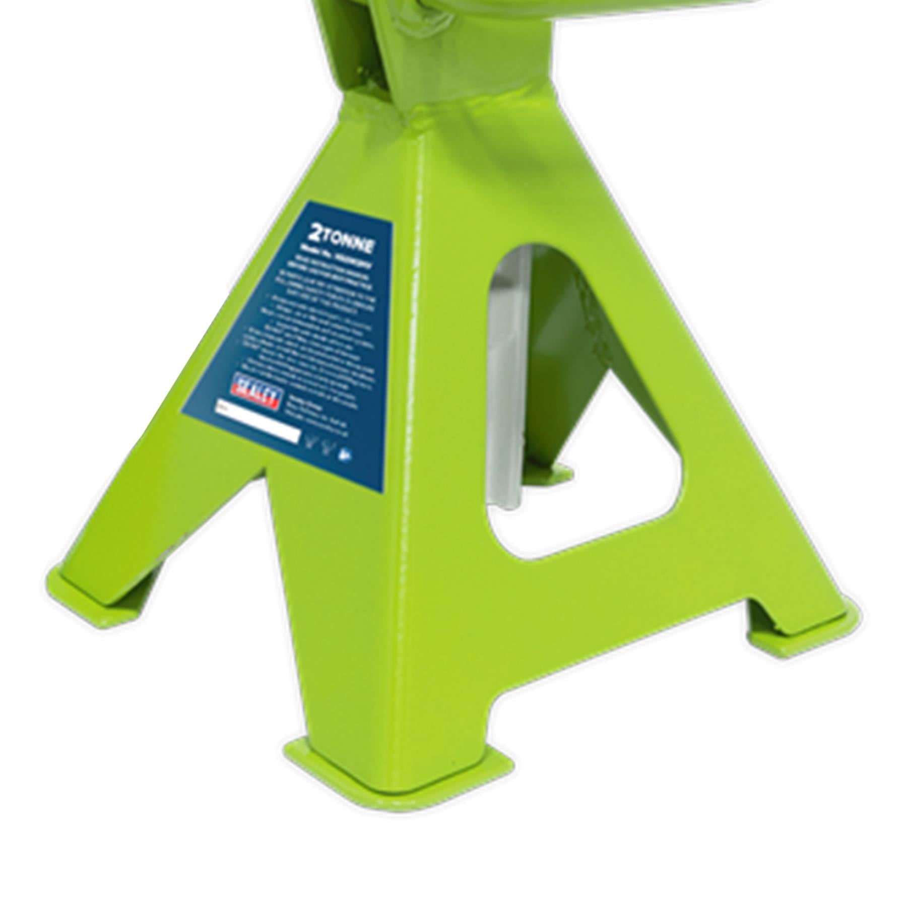 Sealey Axle Stands (Pair) 2tonne per Stand Ratchet Type Hi-Vis Grn