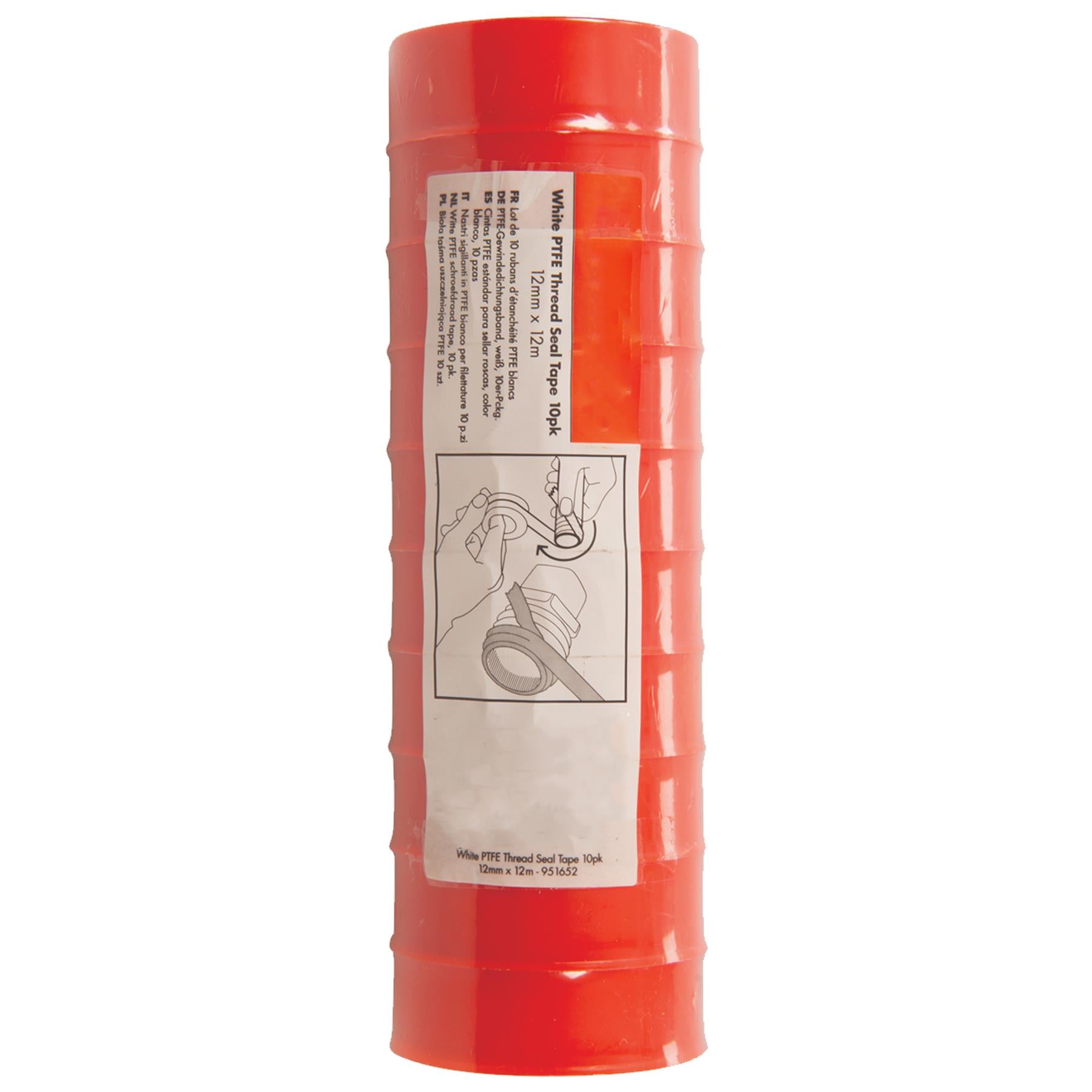 White PTFE TAPE Threaded Seal Fitting Water Plumbing Tape 12mm x 12m Pack of 10