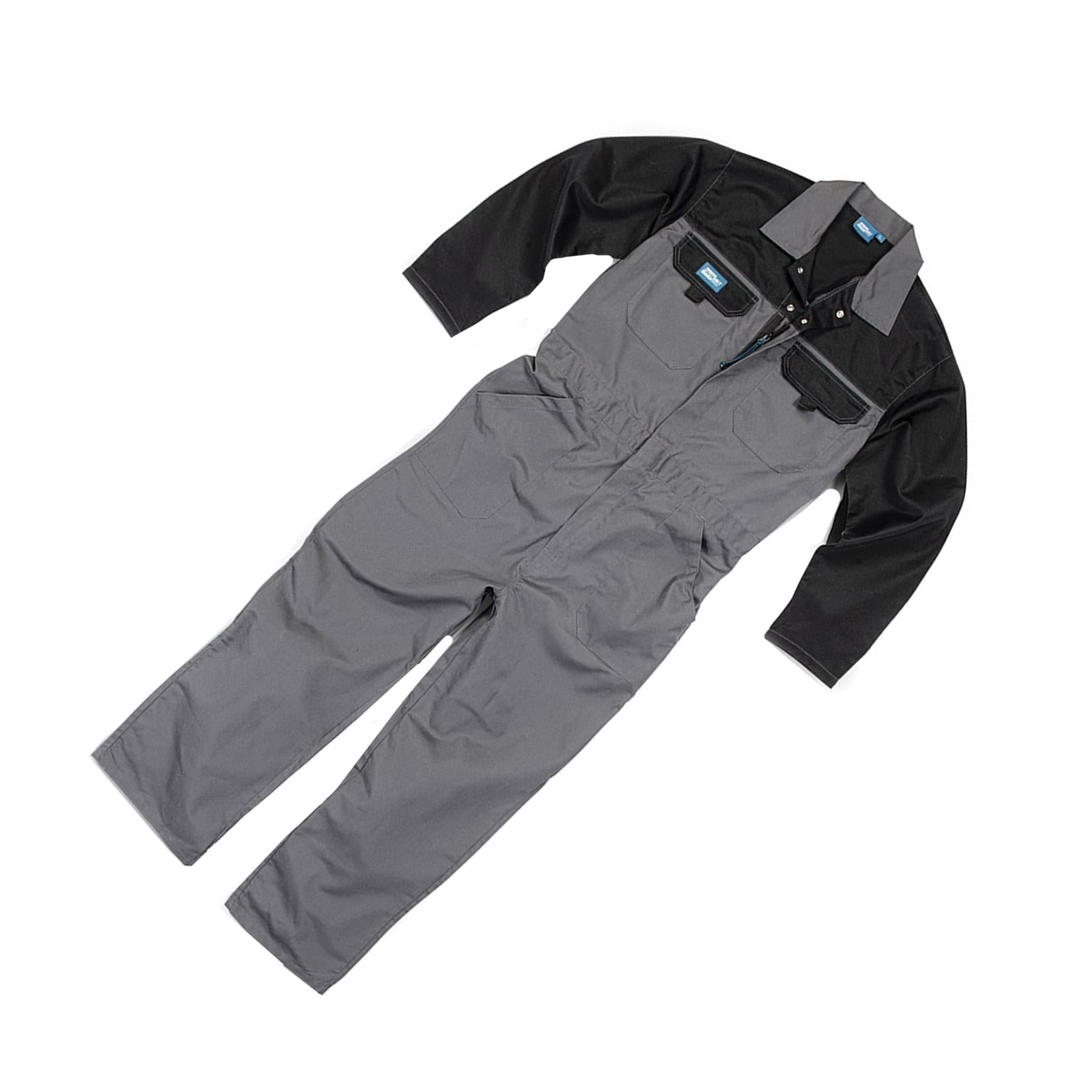 Tough Grit Men Zip Front Coverall Boilersuit Charcoal S