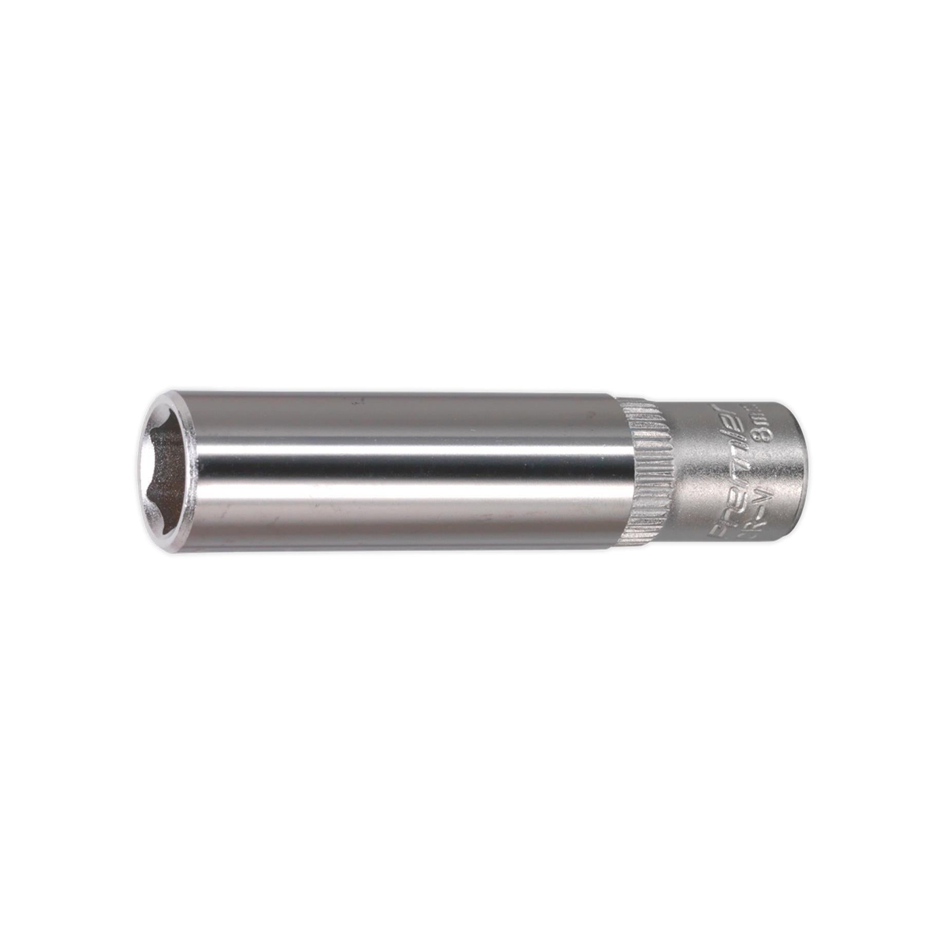 Sealey WallDrive Socket 8mm Deep 1/4"Sq Drive Chrome Vanadium Steel