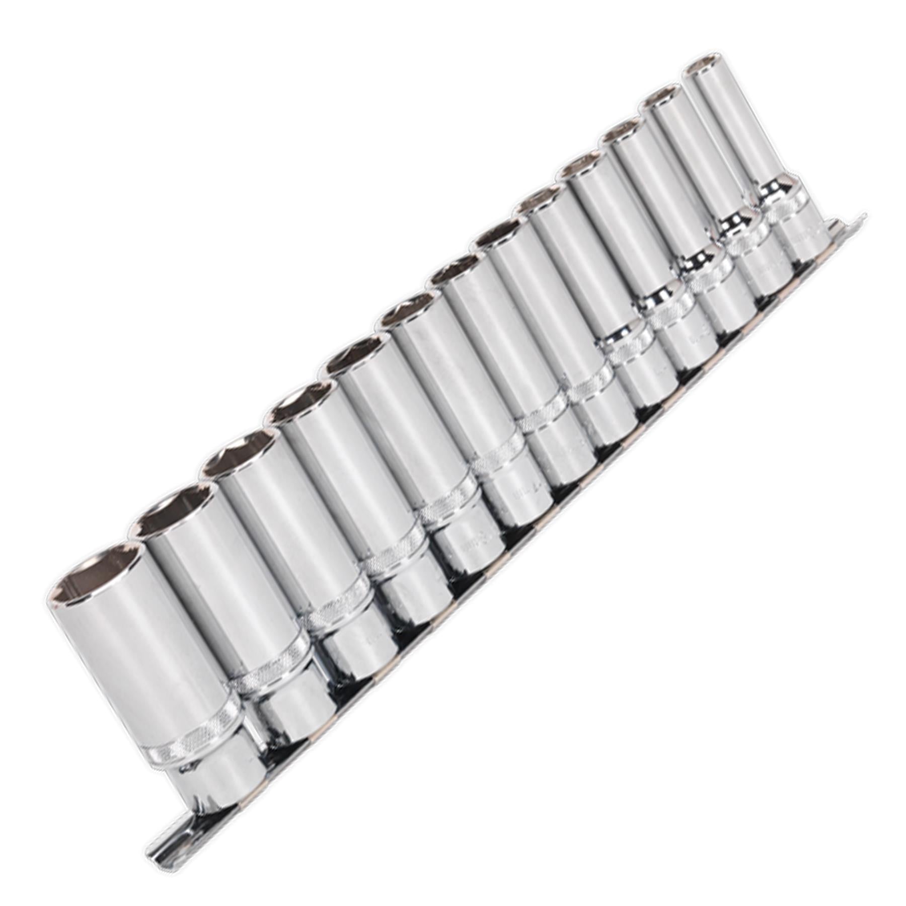 Sealey Deep Lock-On Socket Set 1/2" Sq Dr 13pc 10-24mm 6pt Metric Long Reach