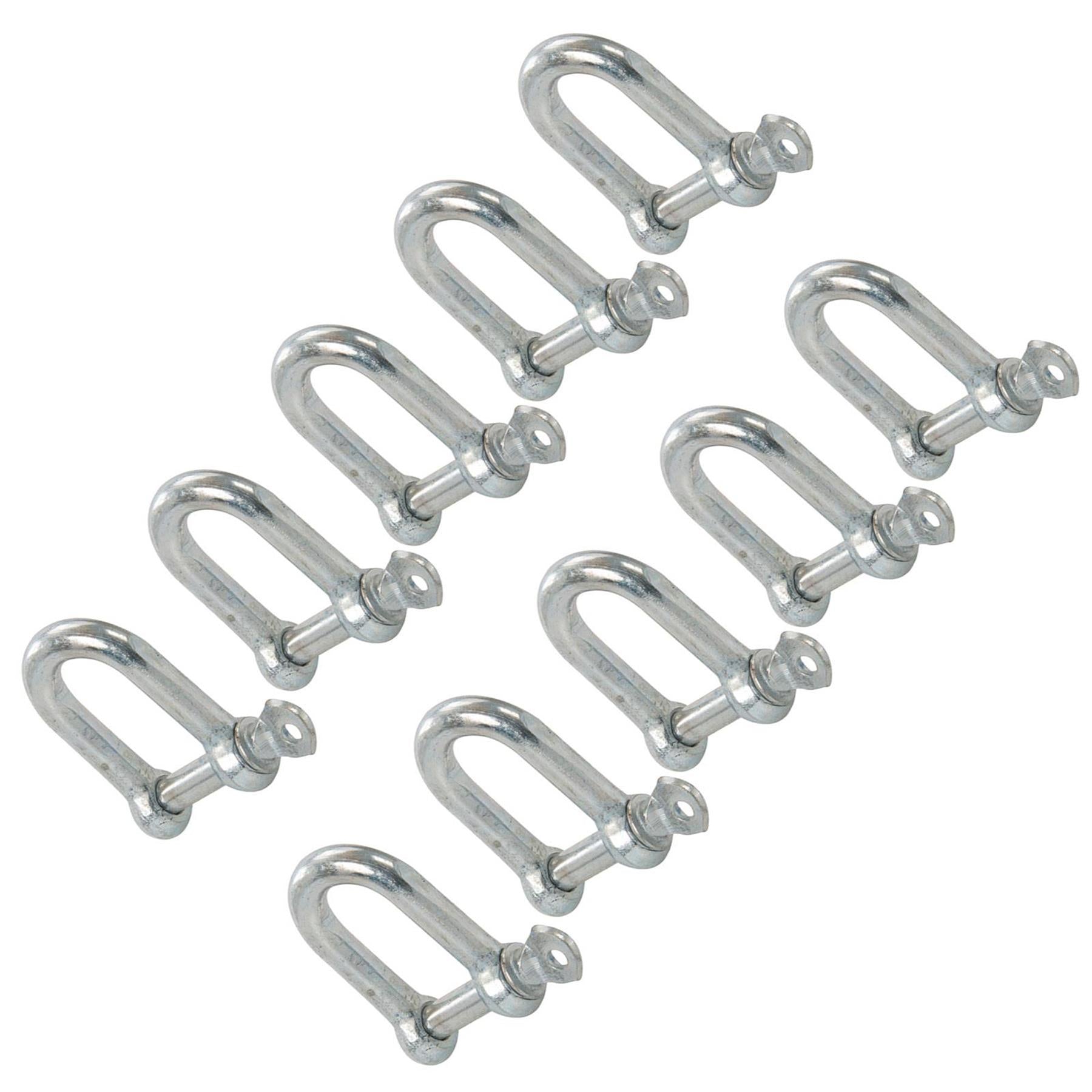 10pc Galvanised Commercial D-Shackle - M10 Zinc Plated Corrosion Resistant