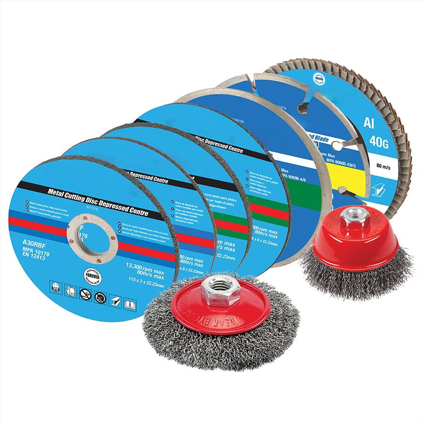 12Pce Cutting & Grinding Discs Kit 115mm Angle Grinder Starter Pack New