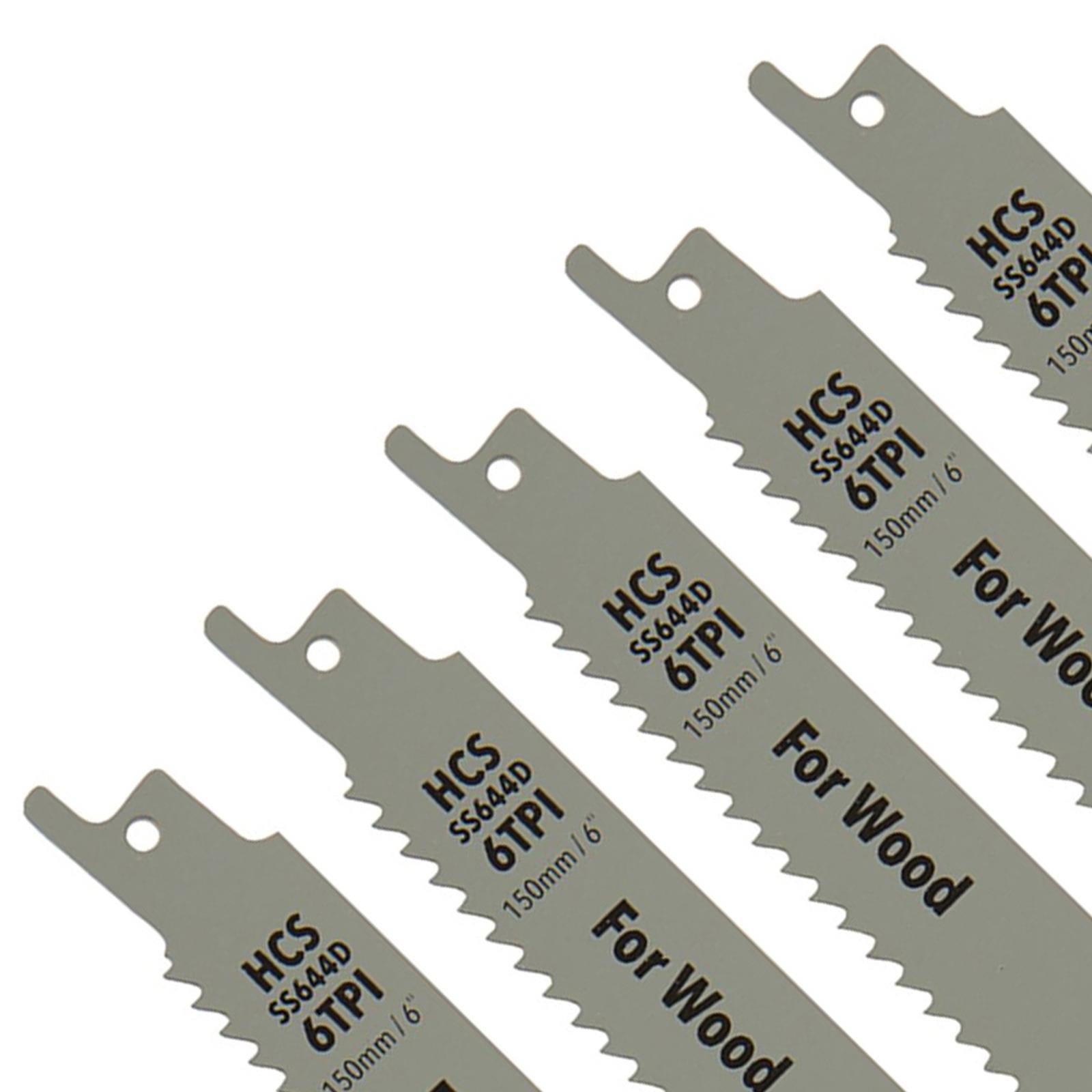 Quality 5 X Reciprocating Saw Blades 6 Tpi 150mm Wood Curved Cutting DIY