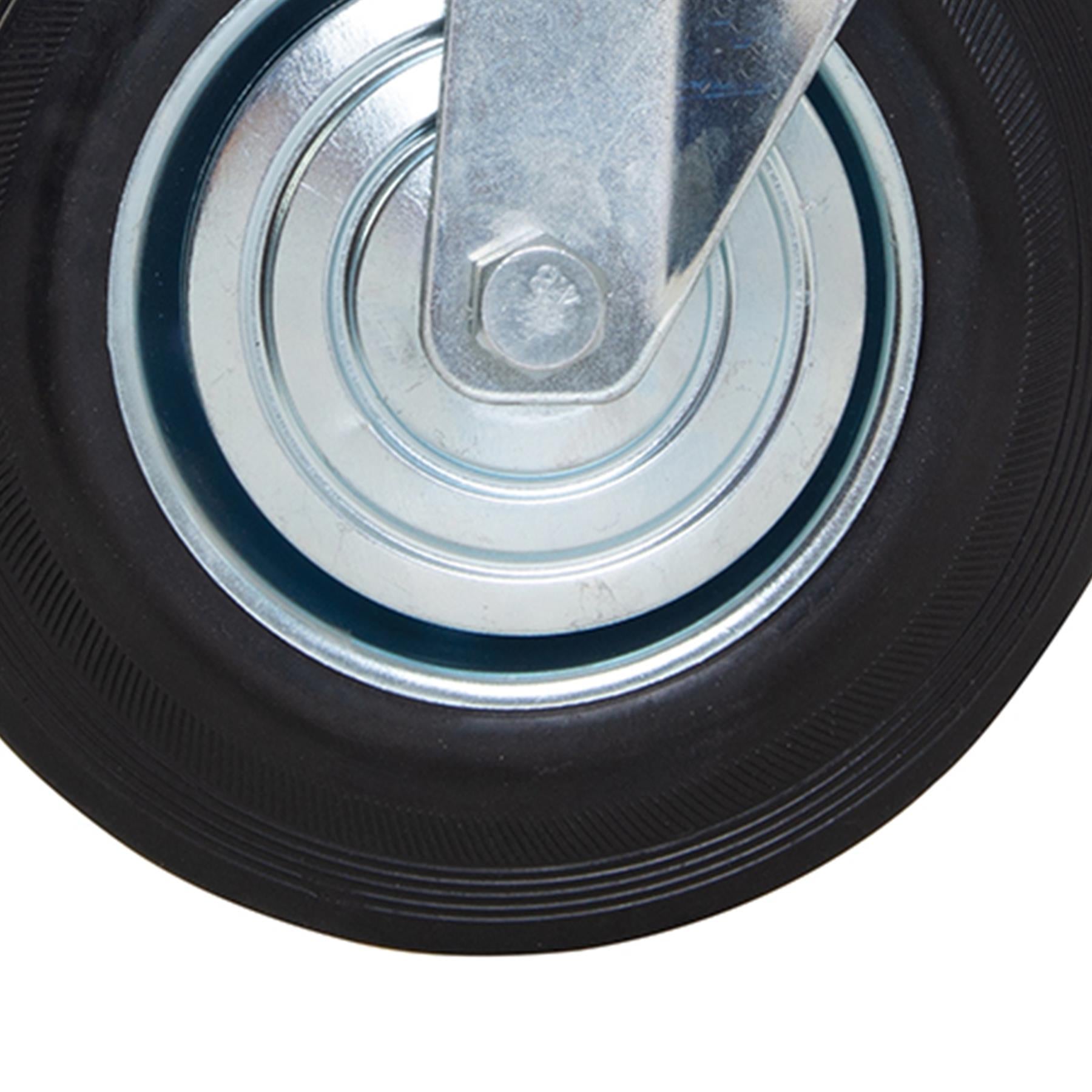 Heavy Duty Braked Rubber Castor - 200mm 200Kg With Non-Marking Tyres And Brake