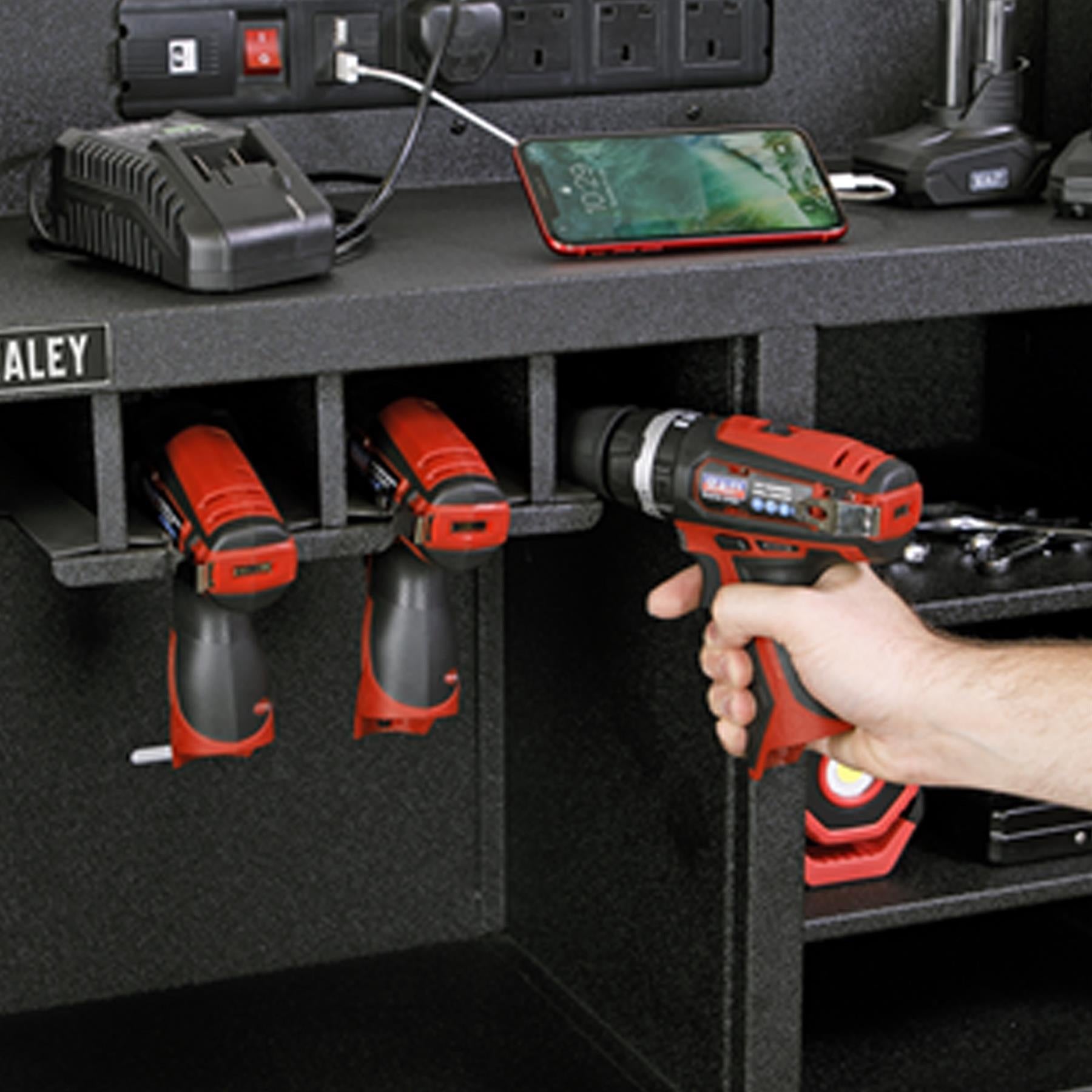 Sealey Power Tool Storage Rack 760mm with Power Strip