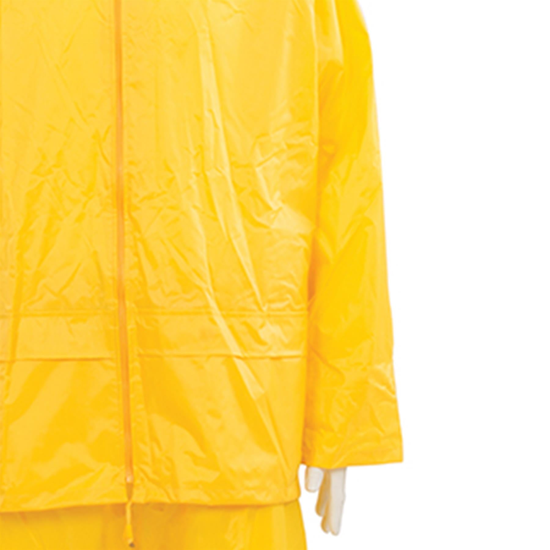 2Pce Rain Suit Yellow Large 74cm - 130cm (29 - 51") Includes Hood With Neck Cord