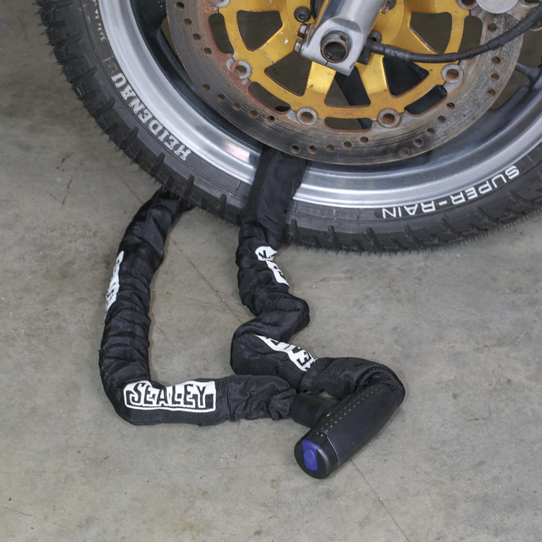 Sealey Motorcycle Motorbike Chain Lock Heavy Duty Steel 10mm x 1.5m