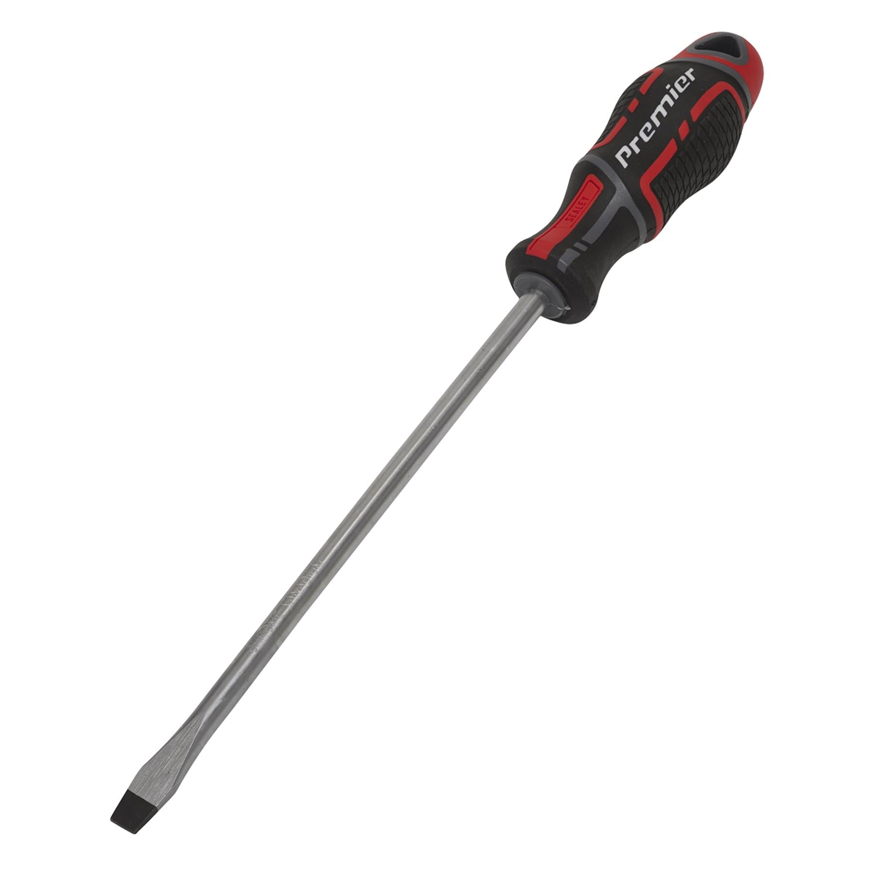 Sealey Screwdriver Slotted 8 x 200mm Flat Soft Grip Handle Magnetic GripMAX