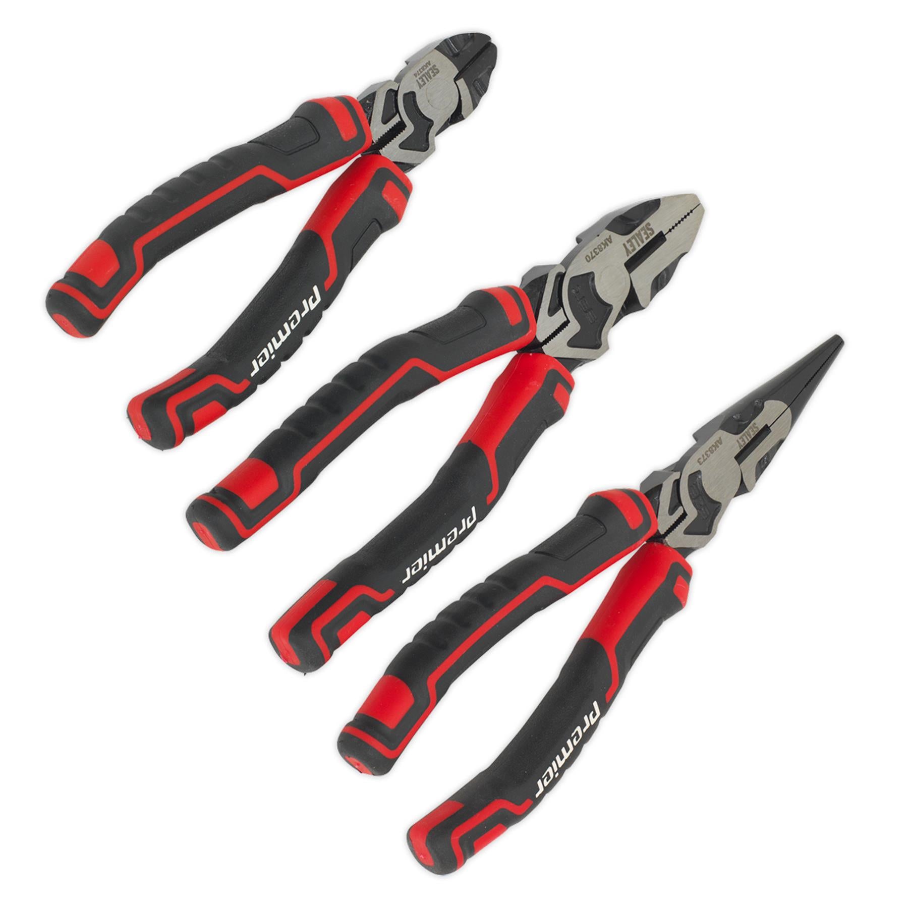 Sealey 3pc High Leverage Pliers Set Long Nose, Combi Plier And Side Cutter