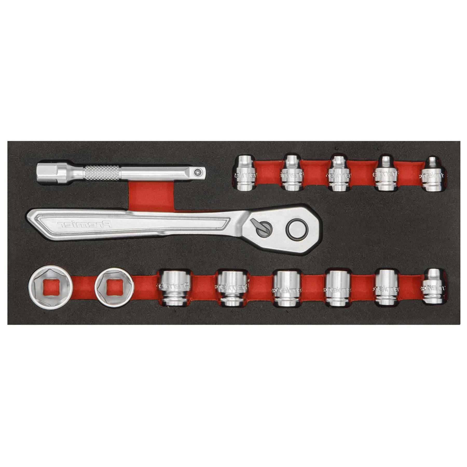 Sealey Low Profile Socket Set 15pc 1/4"Sq Drive Metric - Platinum