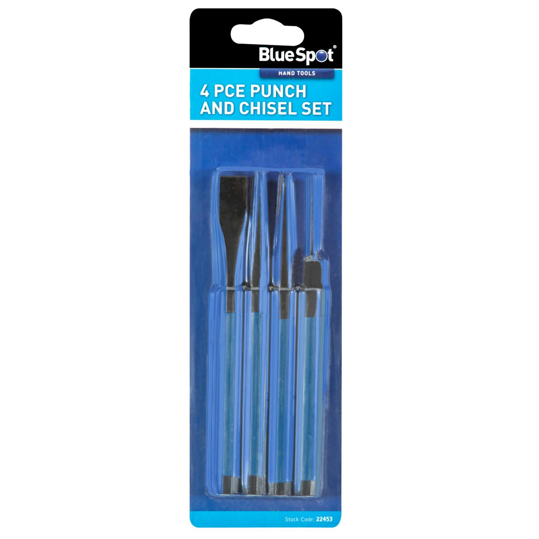 BlueSpot Punch & Chisel Set 4 Pc Cold Chisels Center Pin Taper Parallel