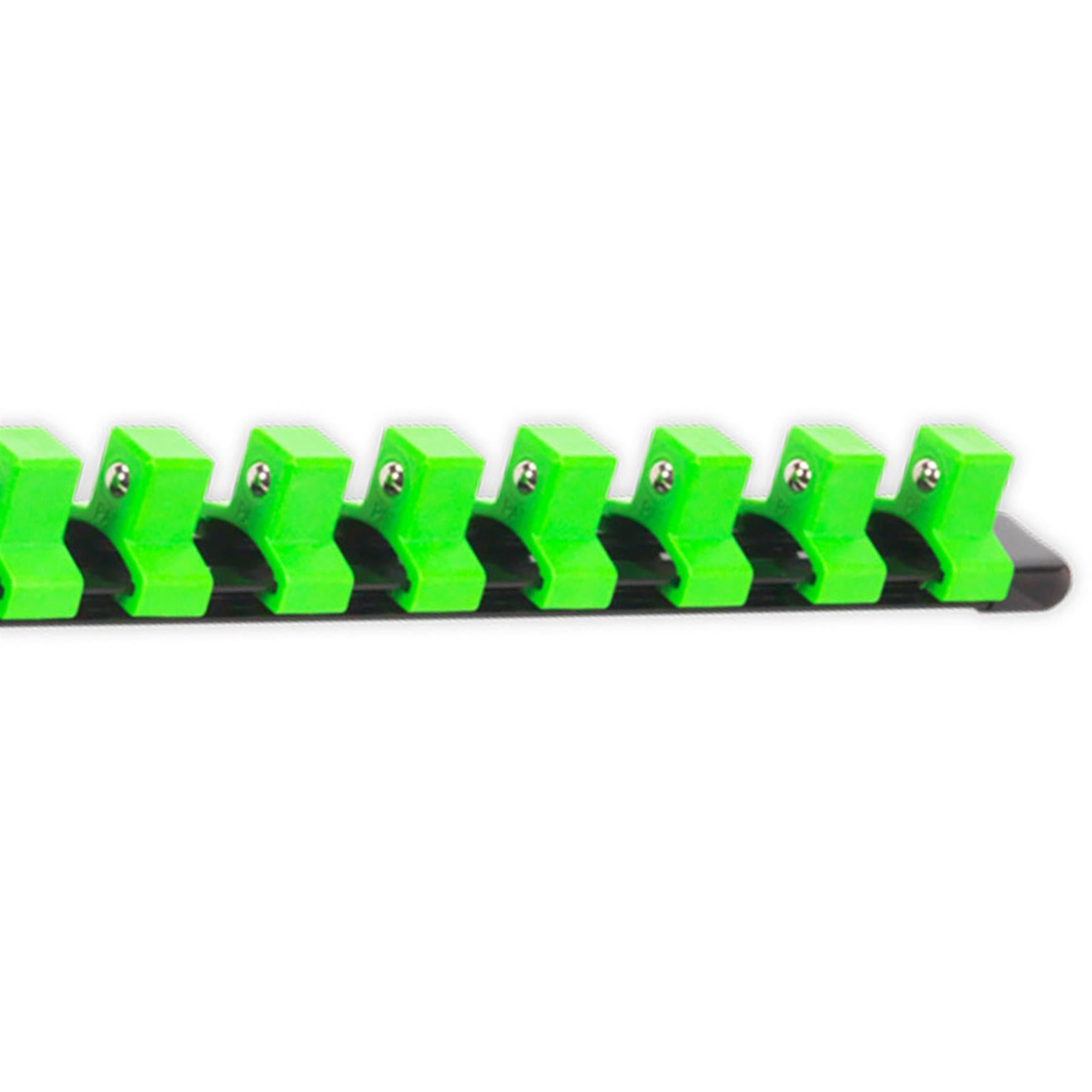 Sealey 1/2"Sq Drive Socket Retaining Rail with 16 Clips - Hi-Vis Green