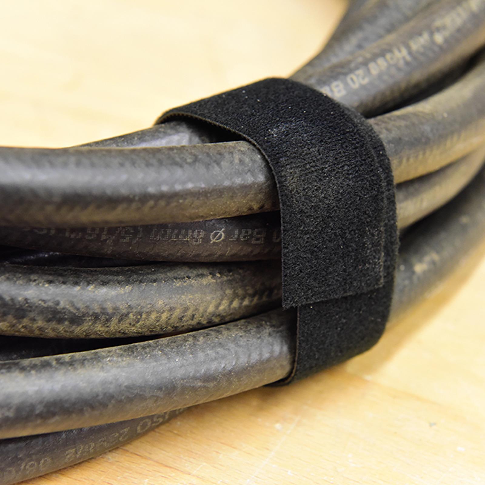 Self-Wrap Hook & Loop Tape Black - 10mm X 25M Double-Sided 100% Nylon Reusable