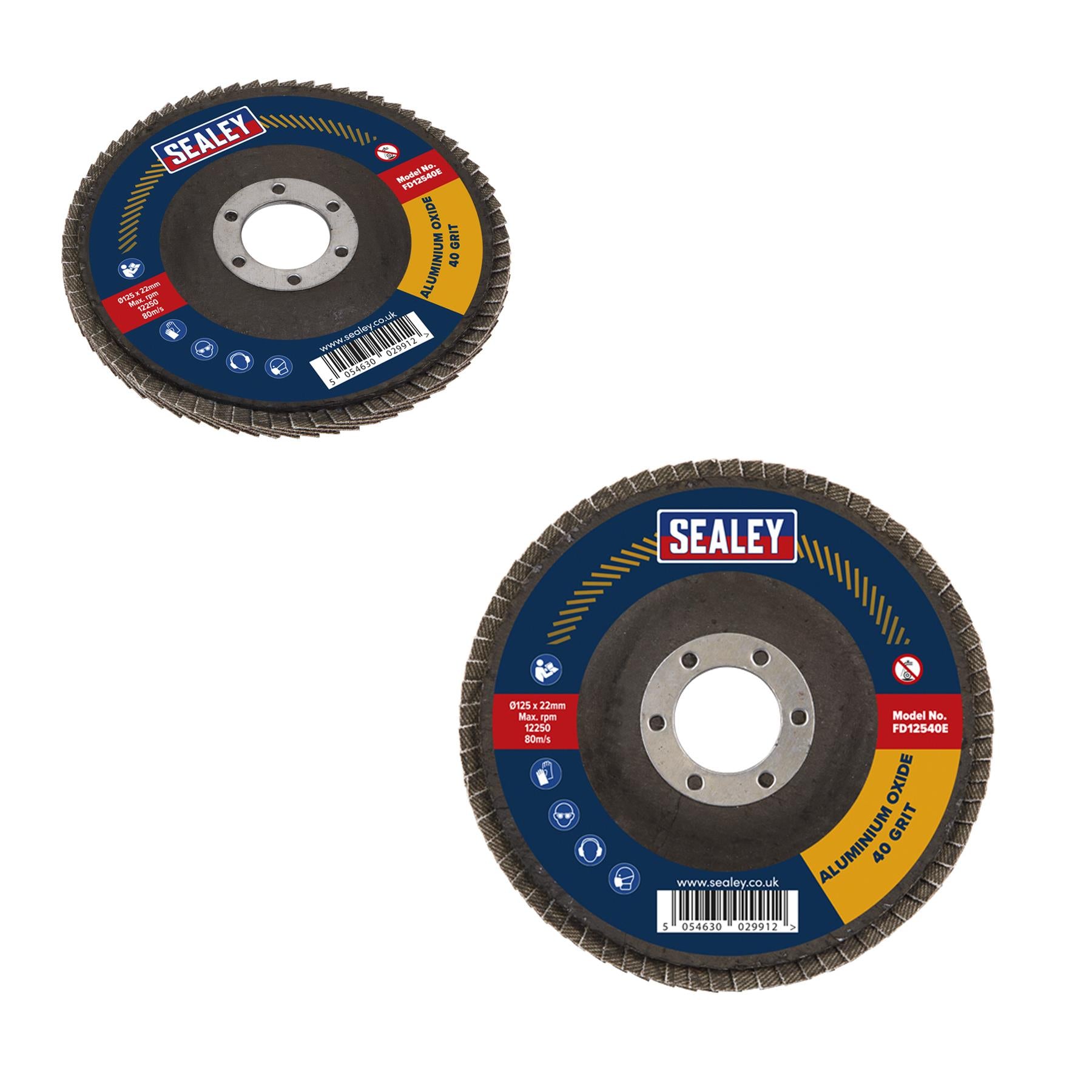 Sealey Flap Disc Aluminium Oxide Ø125mm Ø22mm Bore 40Grit
