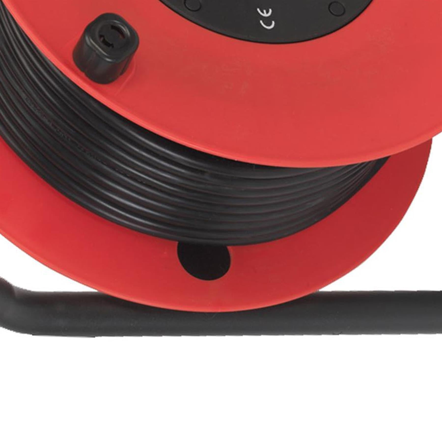 Sealey 4 Way Gang Socket Extension Heavy Duty 50m Cable Reel Electrical Lead