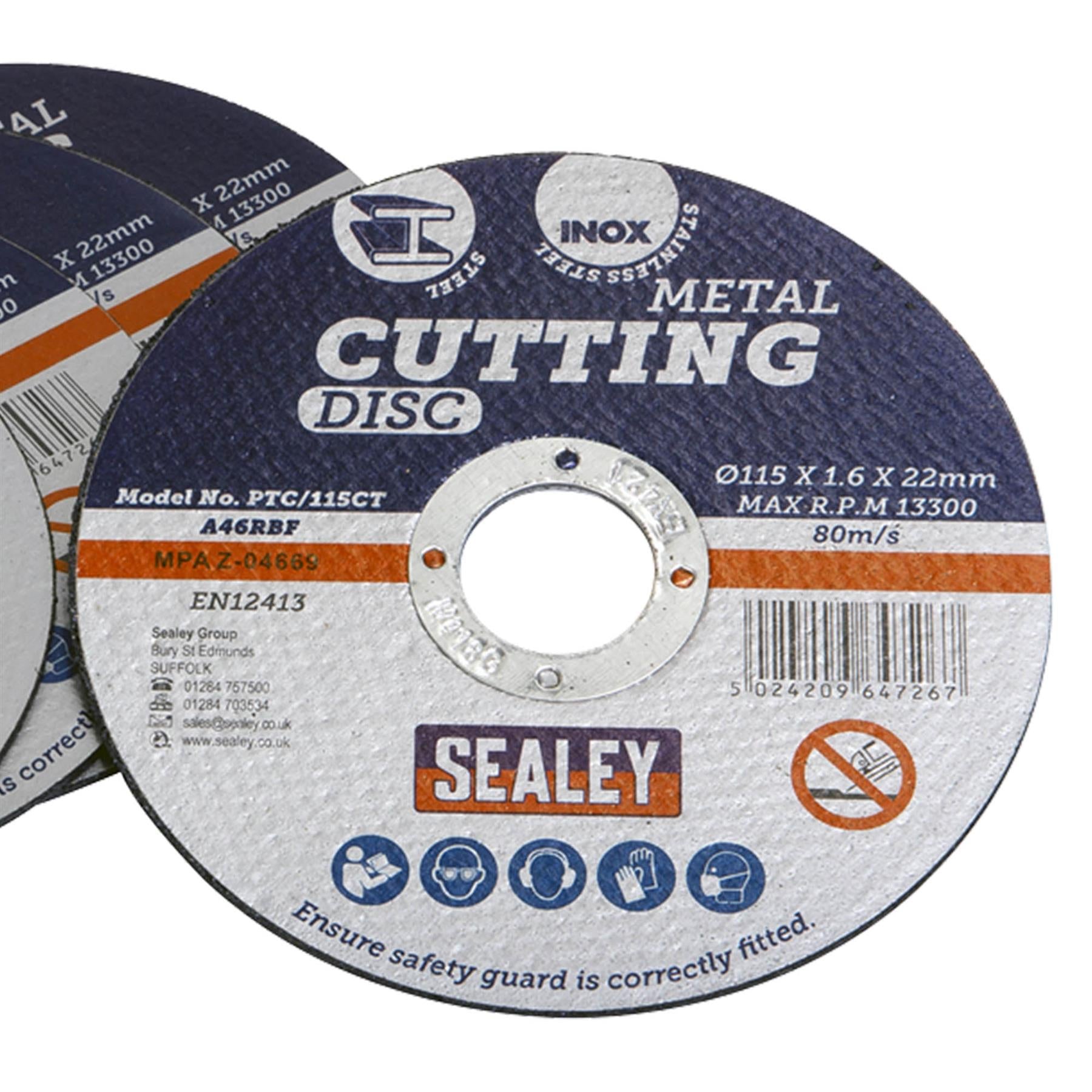 Sealey Cutting Disc �115 x 1.6mm 22mm Bore Pack of 5