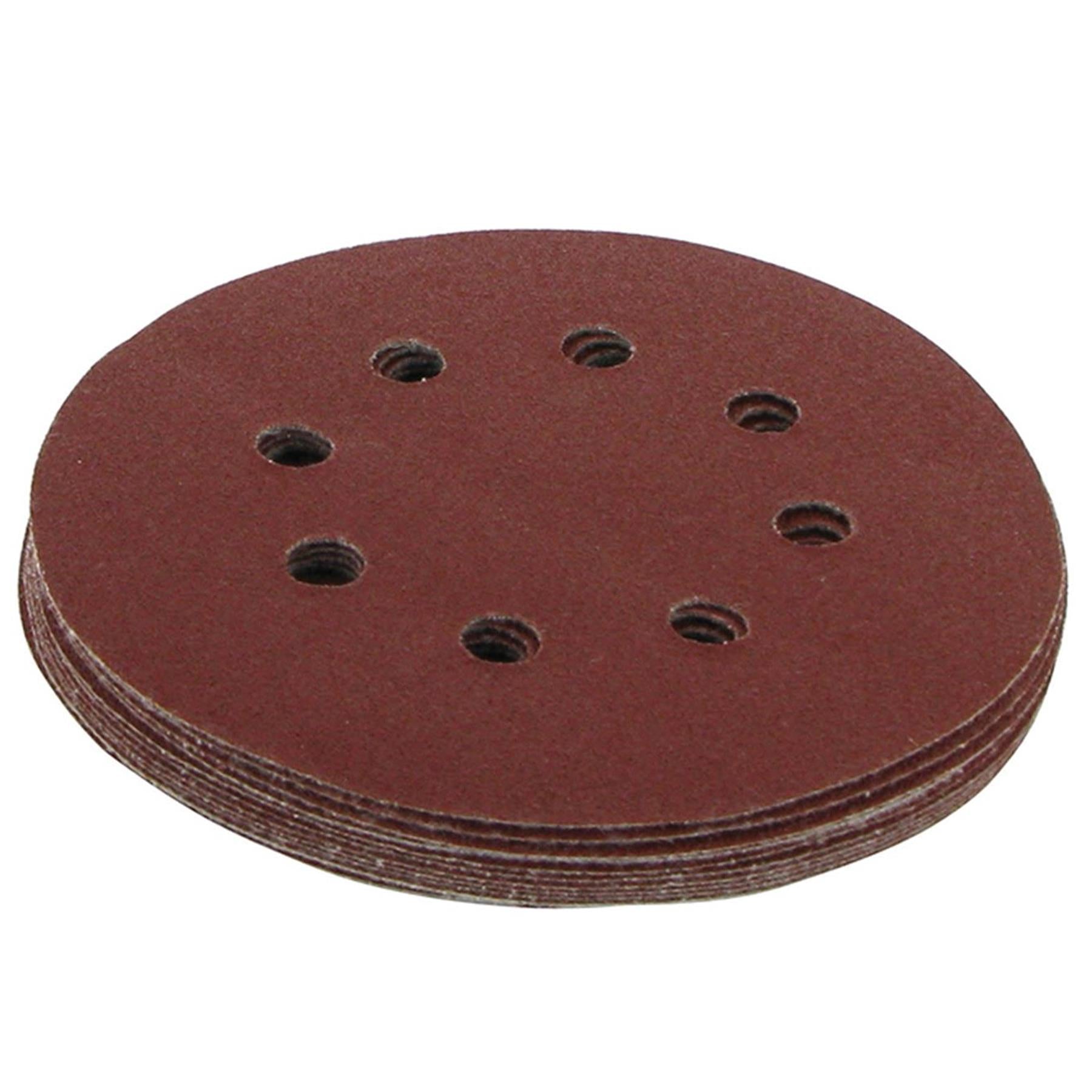 Punched Sanding Discs 125mm 10Pk Grit 80 Hook & Loop Aluminium Oxide New