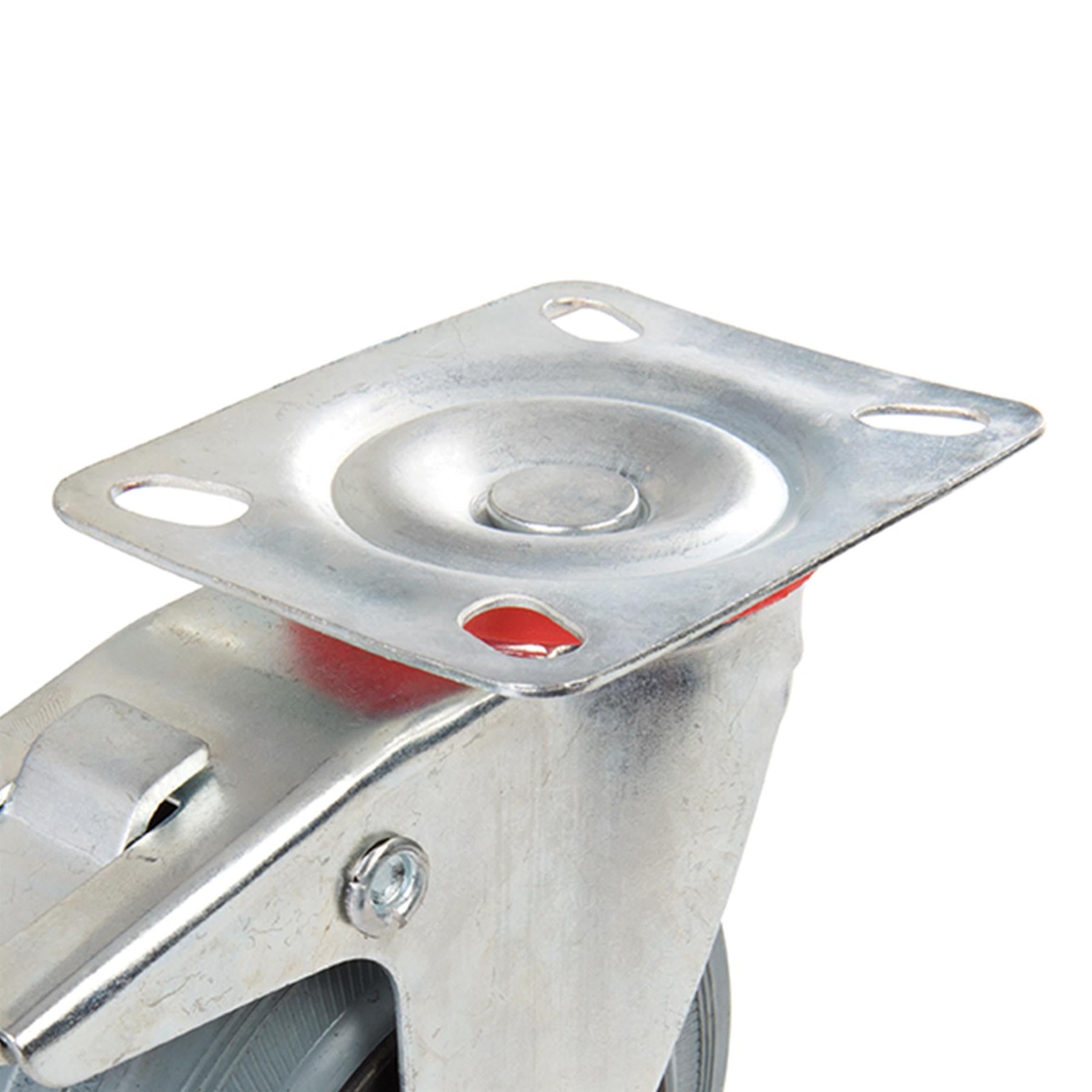 4 x Heavy Duty 125mm Rubber Swivel Castor Wheels Trolley Furniture Caster