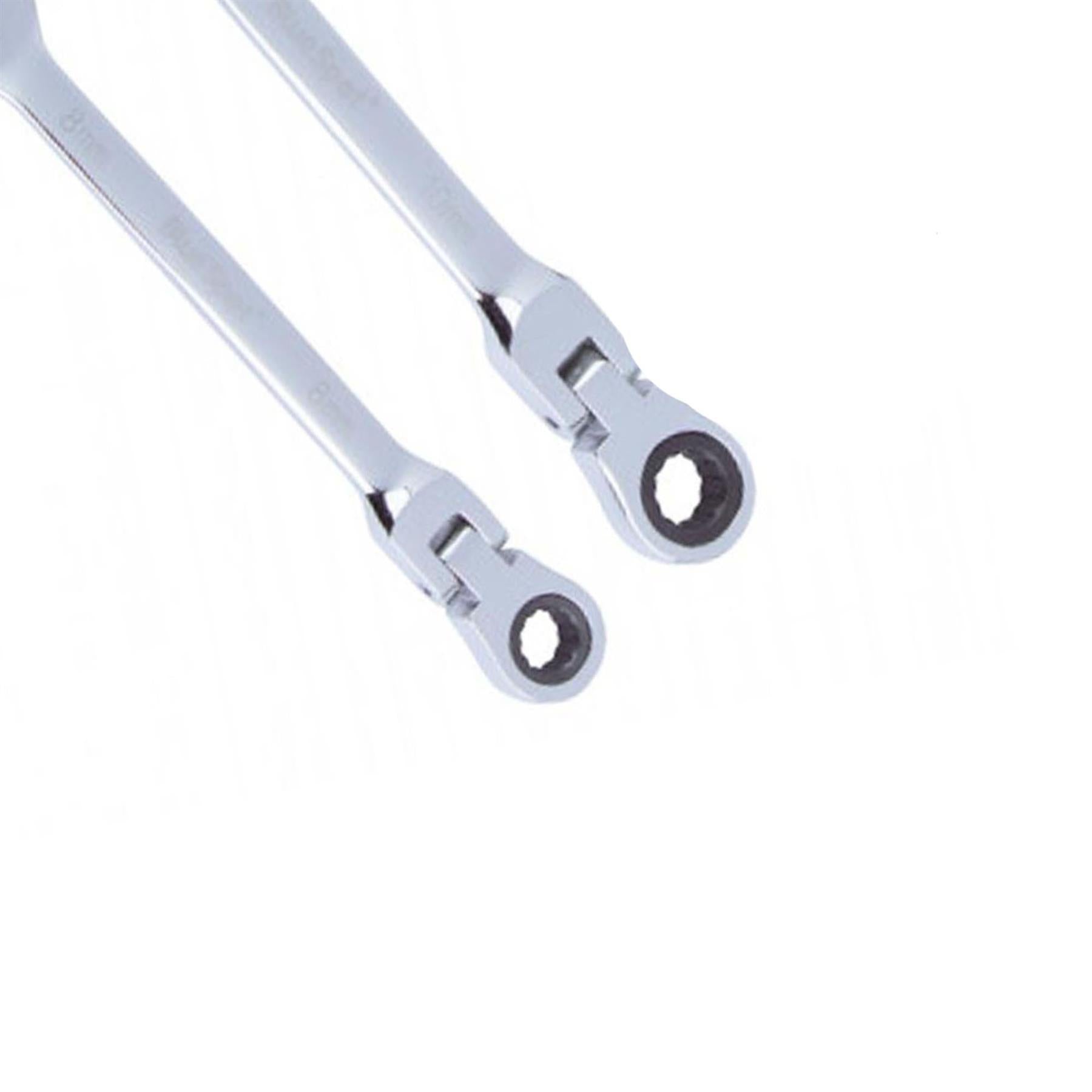 BlueSpot 6 Piece Ratchet Spanner Set Flexible Head Combination 8-17mm Open End Ring