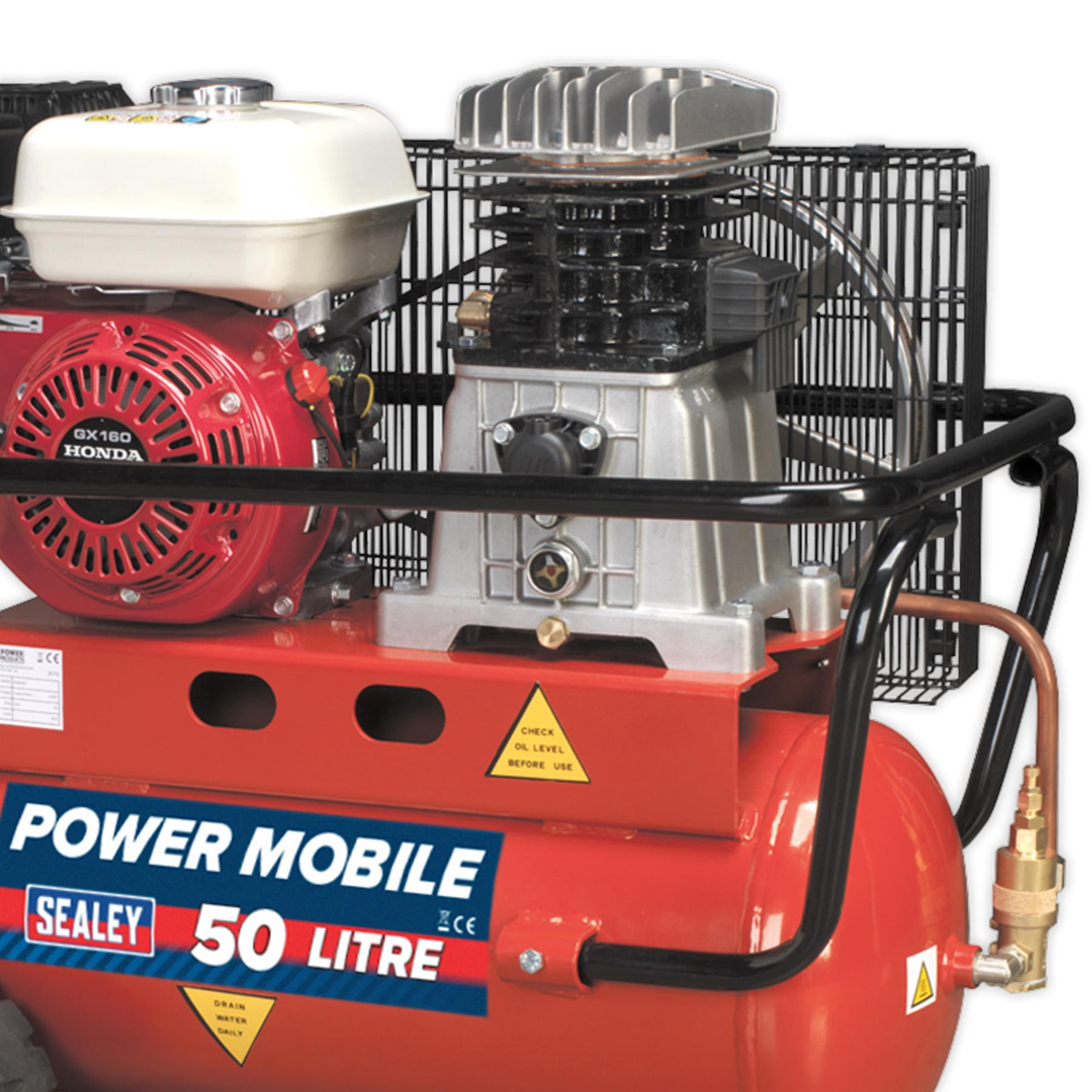 Sealey Compressor 50L Belt Drive Petrol Engine 5.5hp