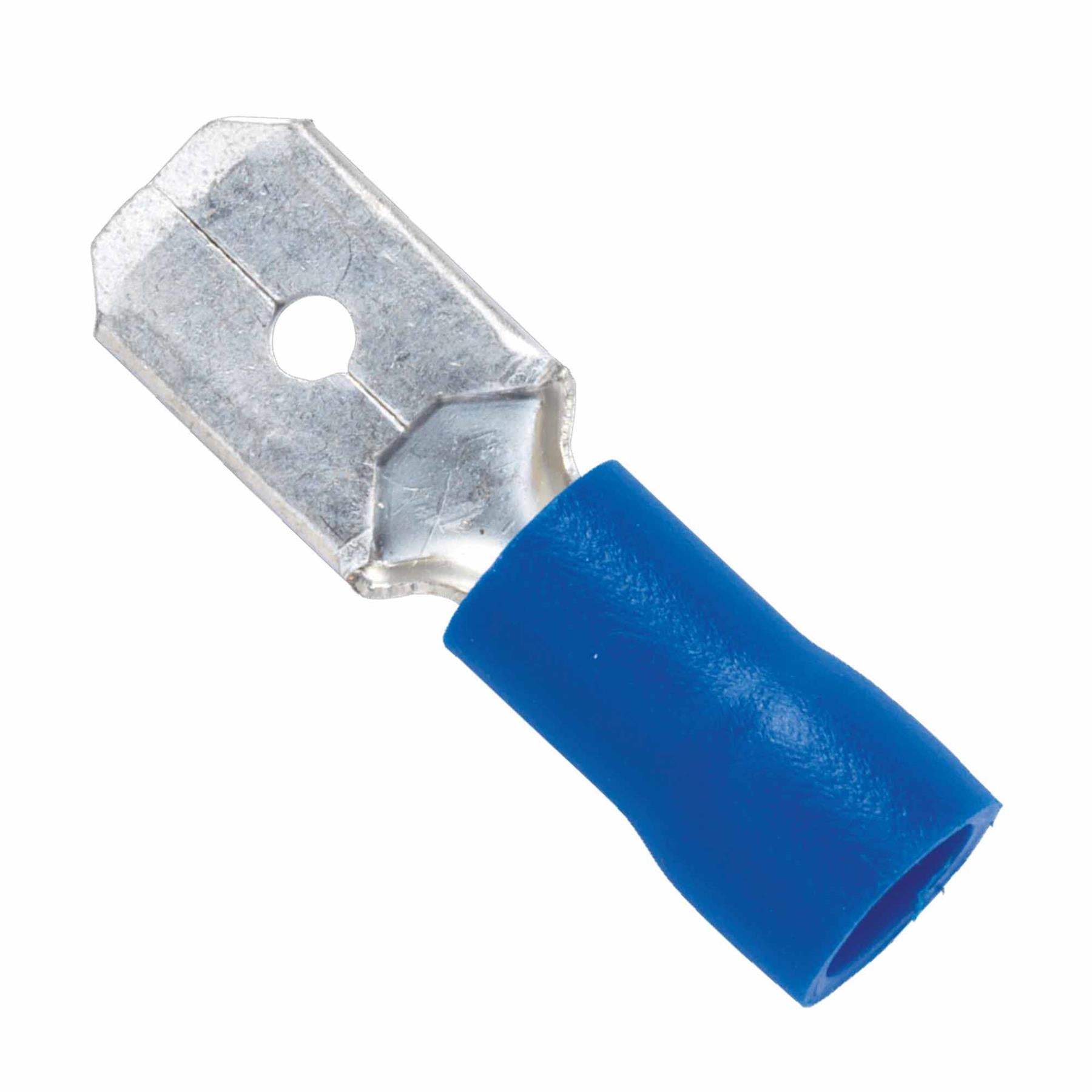 Push-On Terminal 6.3mm Male Blue Pack of 100. Sealey