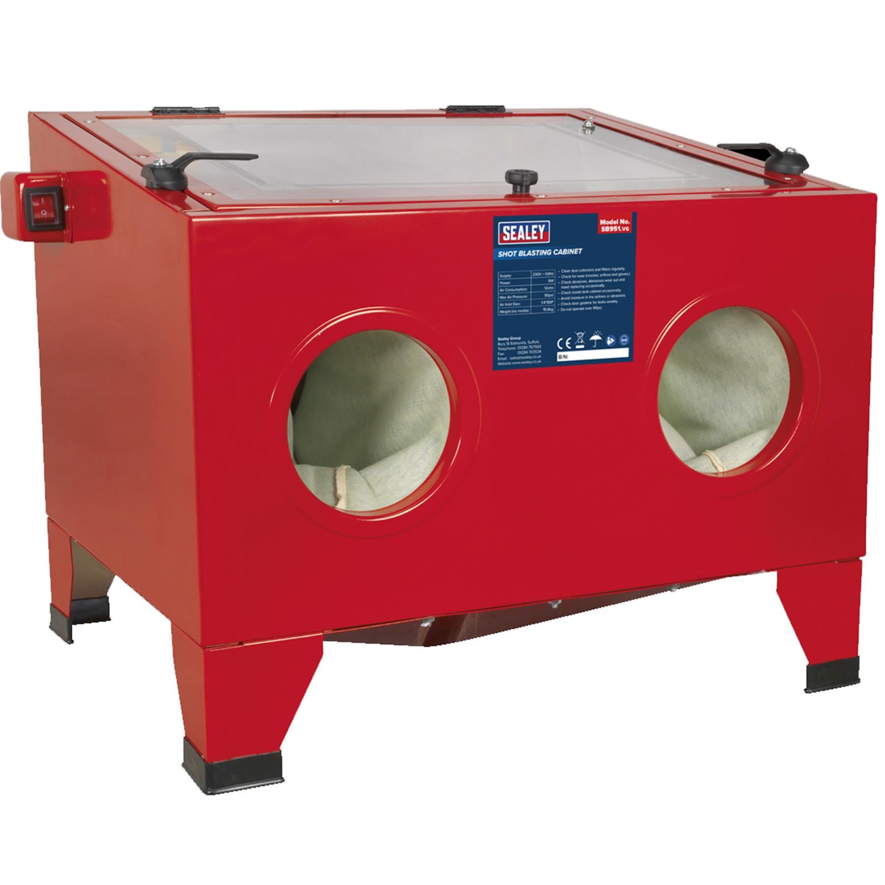 Sealey Tools SB951 Shot Sand Blast Shotblast Cabinet with Gun 640 x 490 x 490mm