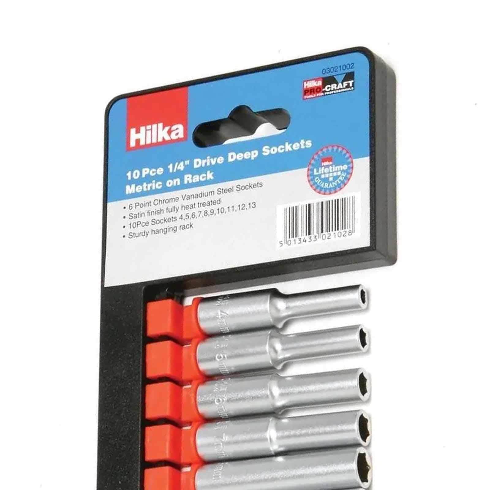 10PC Lifetime Guarantee Deep Socket Set Long reach Sockets on Rail 1/4” drive