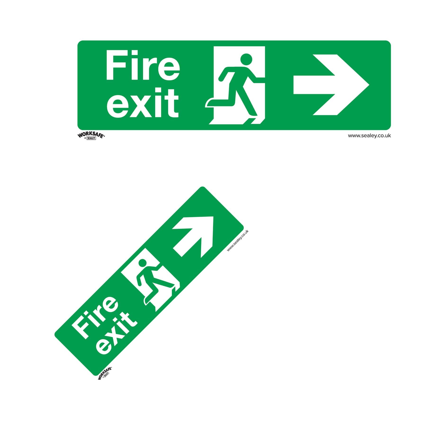 Sealey Safety Sign - Fire Exit (Right) - Rigid Plastic - Pack of 10