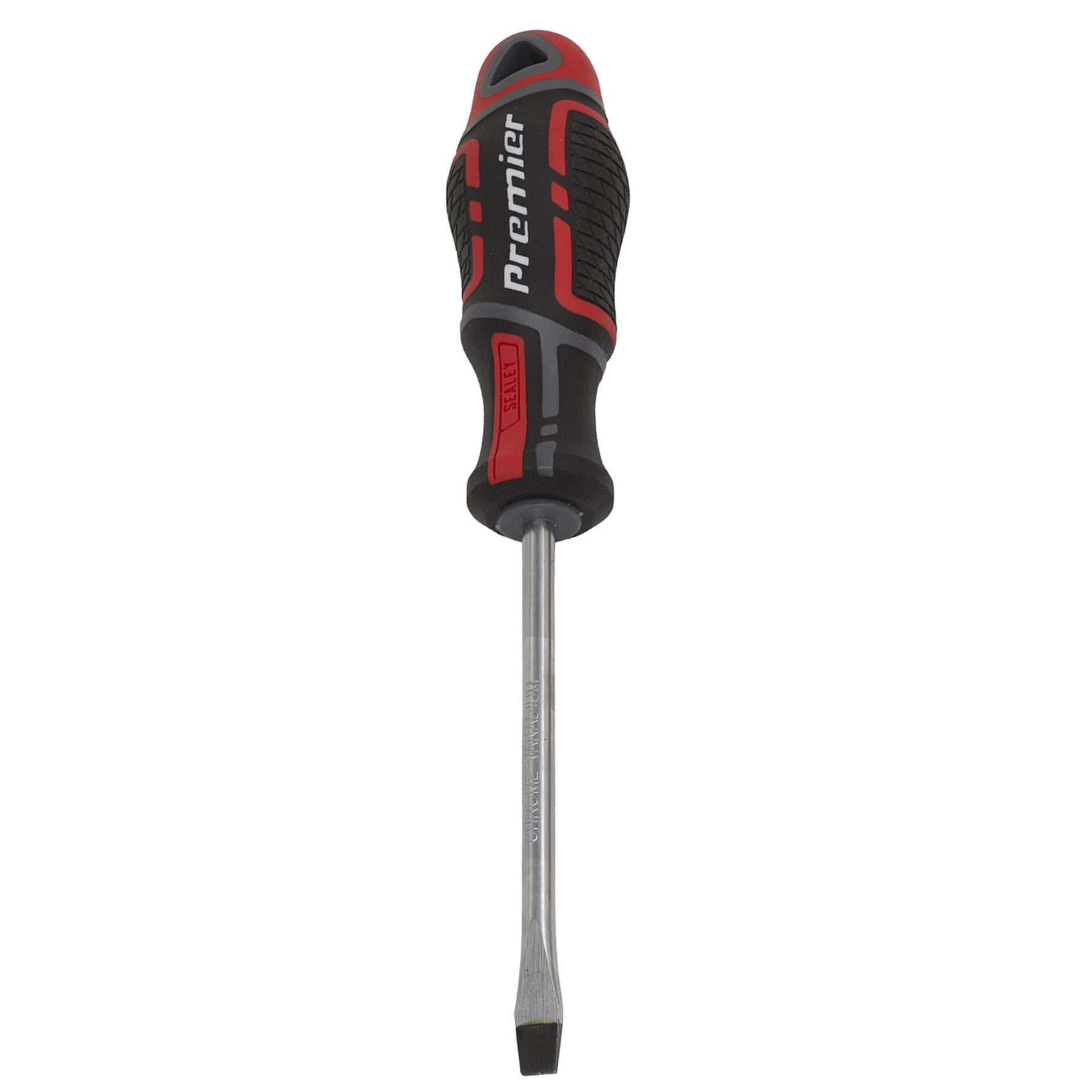 Sealey Screwdriver Slotted 6 x 100mm Flat Soft Grip Handle Magnetic GripMAX